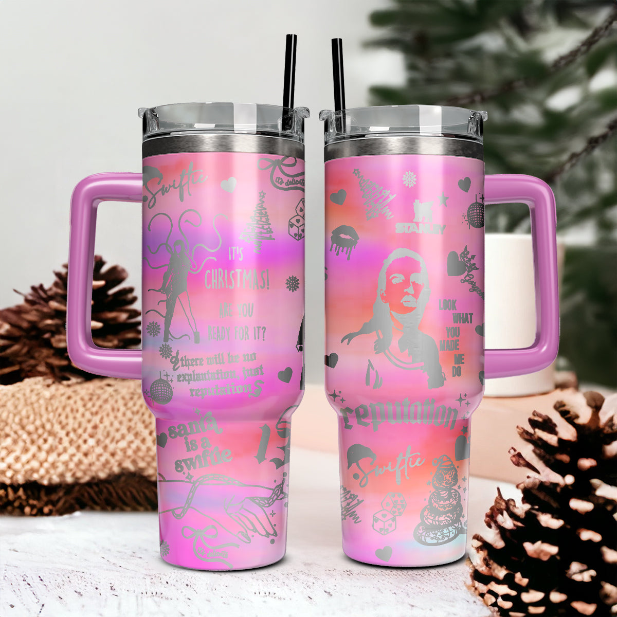 Taylor Swift Music Custom Stanley Quencher 40oz Stainless Steel Tumbler With Handle