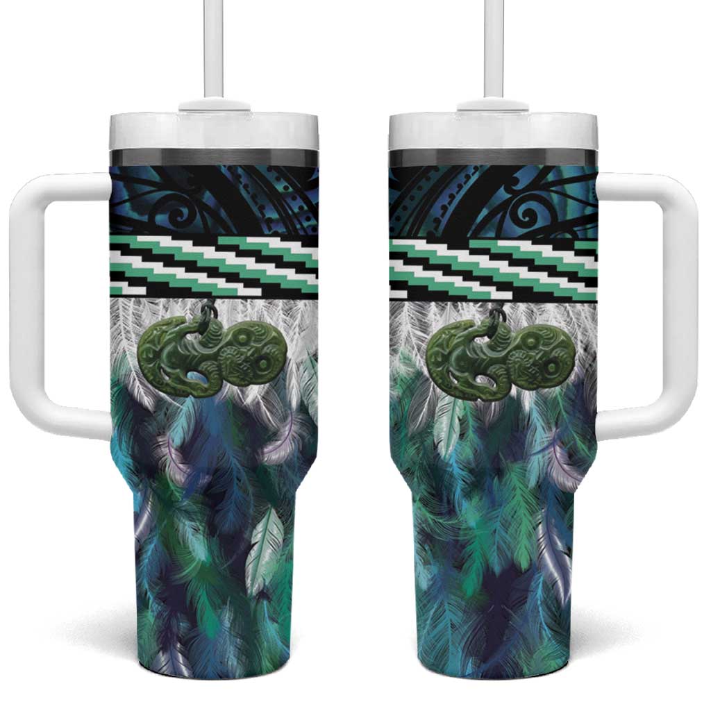 Turquoise Traditional Cloak Aotearoa Custom Stanley Quencher 40oz Stainless Steel Tumbler With Handle
