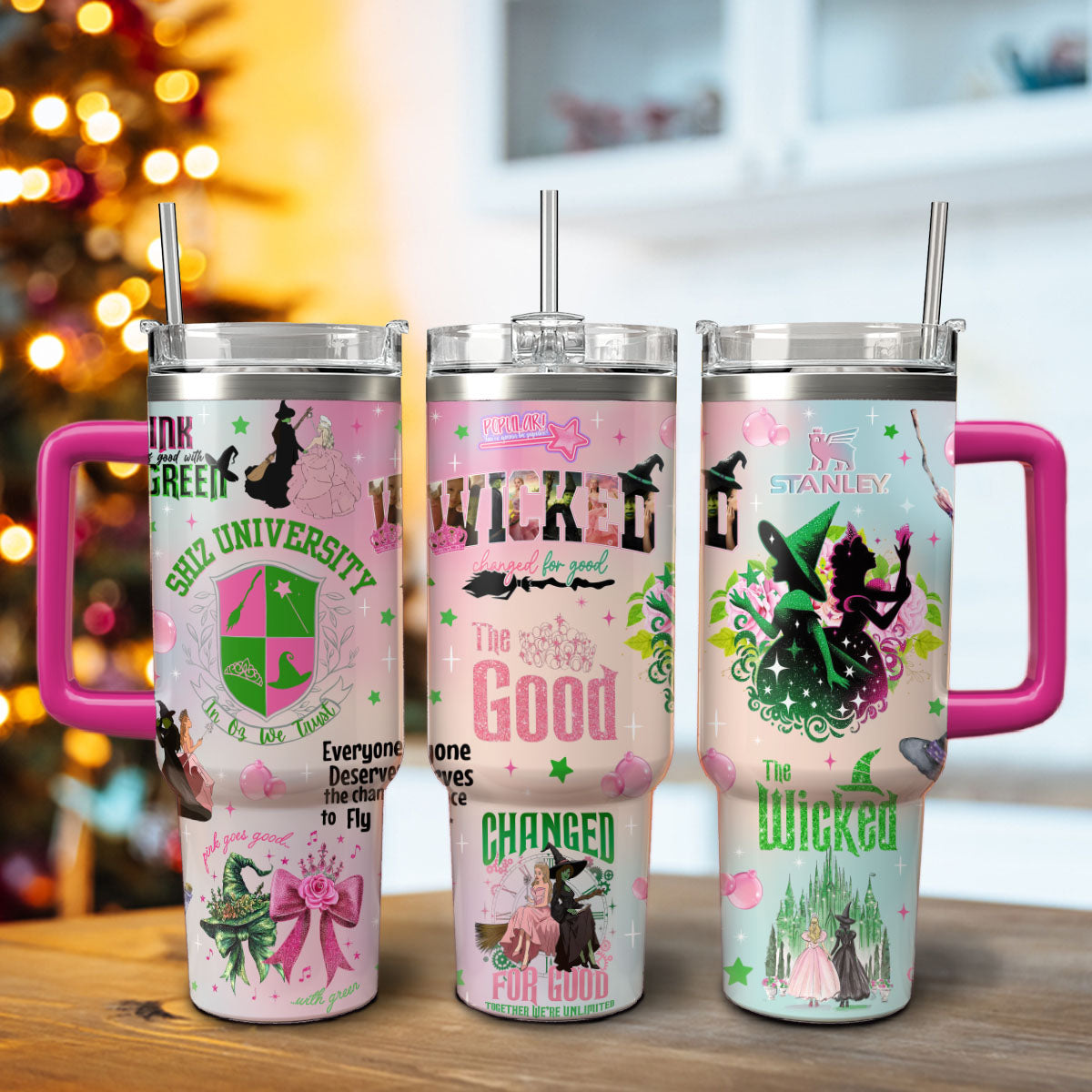 Wicked Movies Custom Stanley Quencher 40oz Stainless Steel Tumbler With Handle