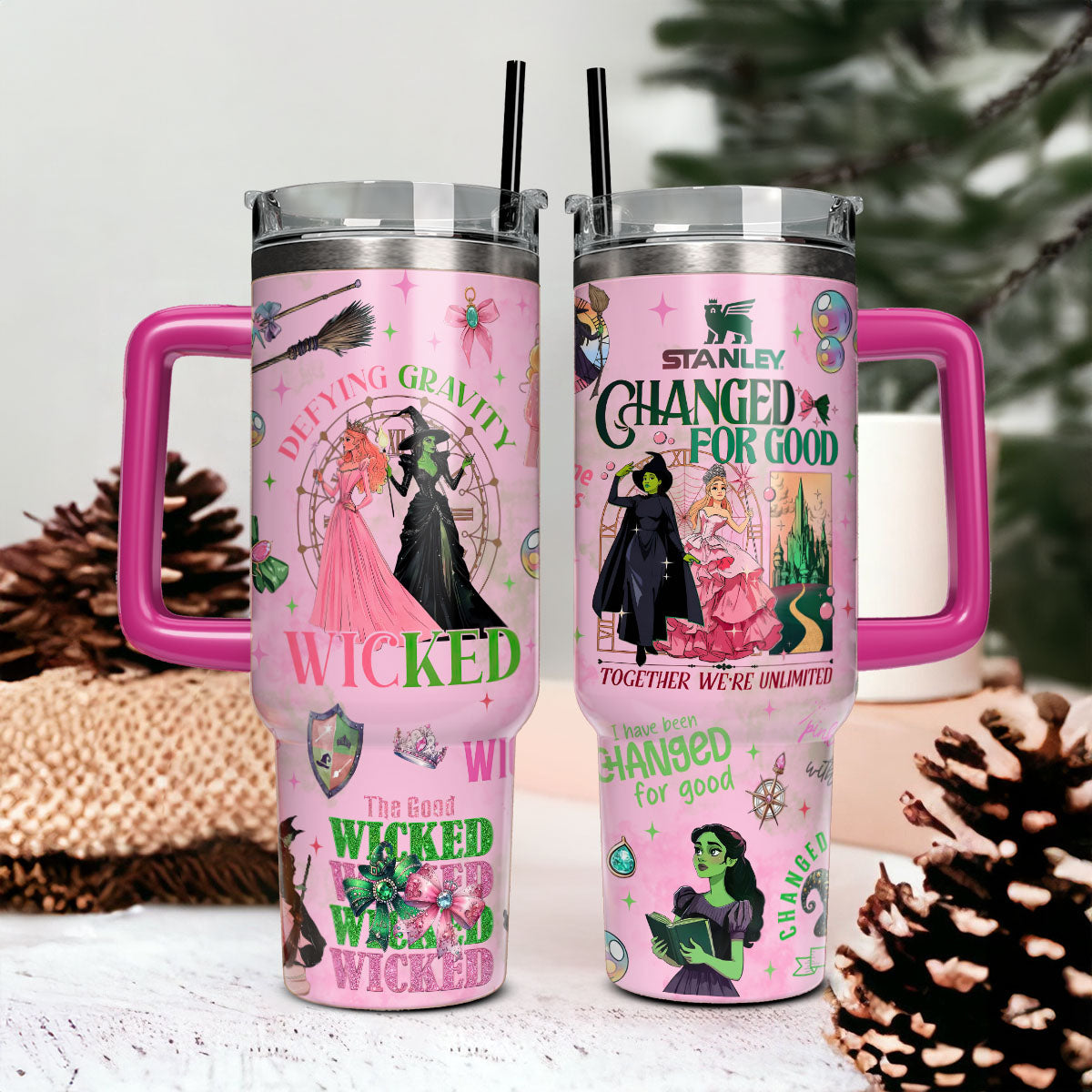 Wicked Movies Custom Stanley Quencher 40oz Stainless Steel Tumbler With Handle