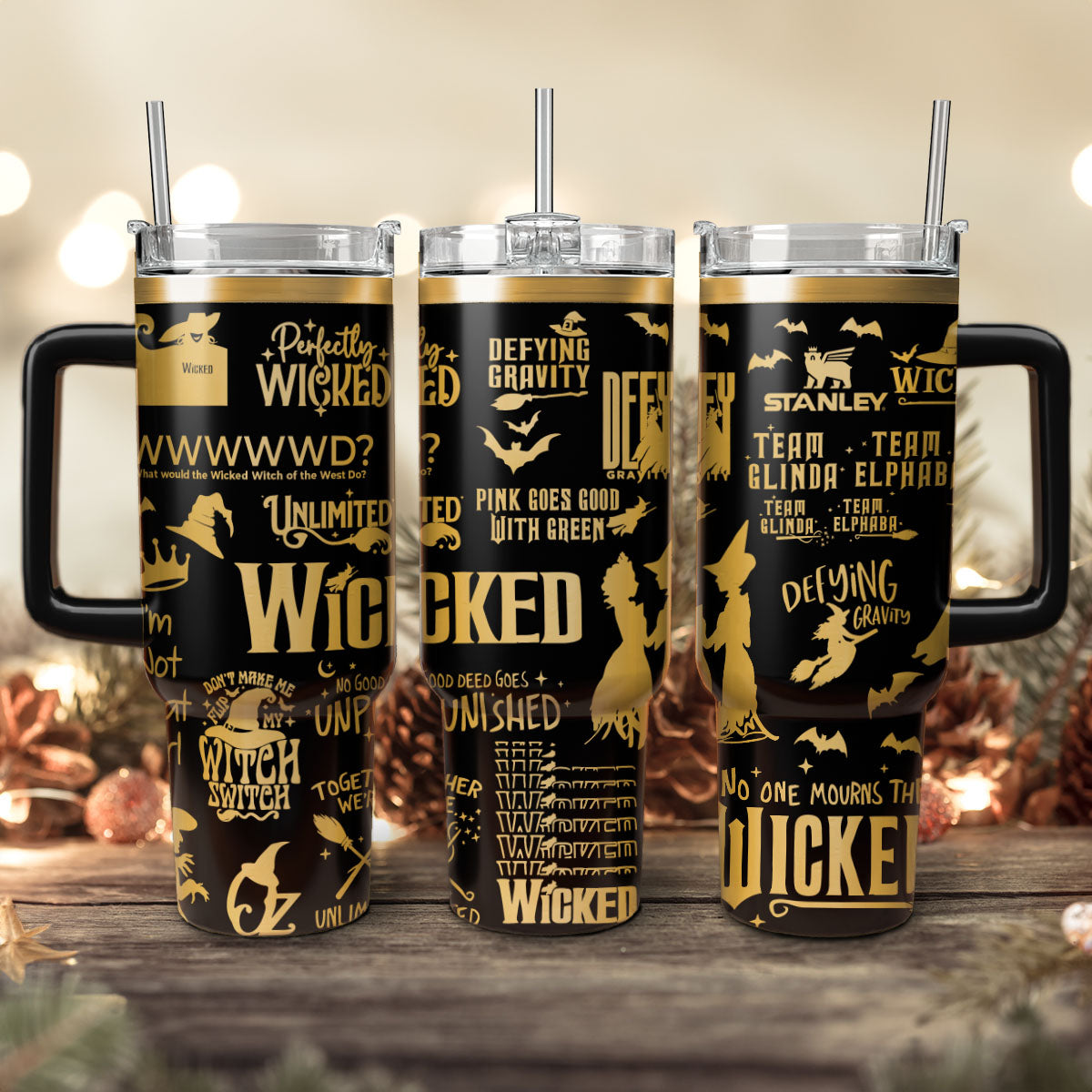 Wicked Movies Custom Stanley Quencher 40oz Stainless Steel Tumbler With Handle
