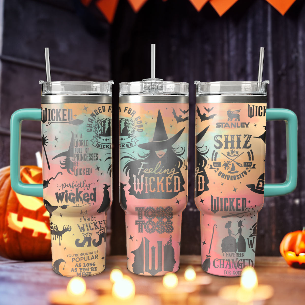 Wicked Movies Custom Stanley Quencher 40oz Stainless Steel Tumbler With Handle