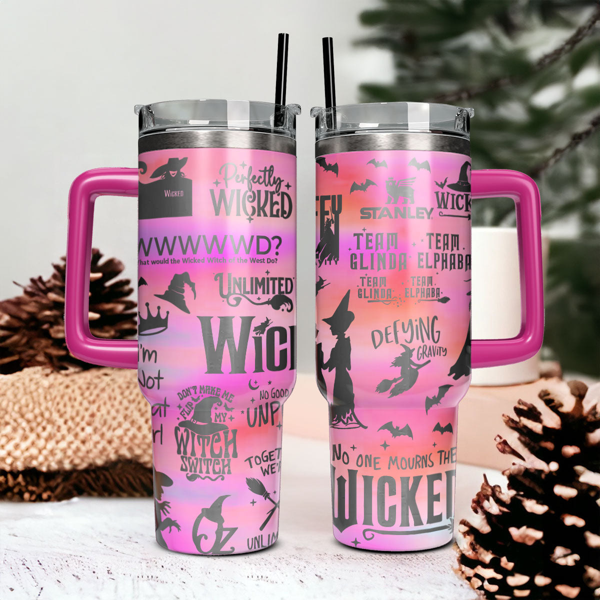Wicked Movies Custom Stanley Quencher 40oz Stainless Steel Tumbler With Handle