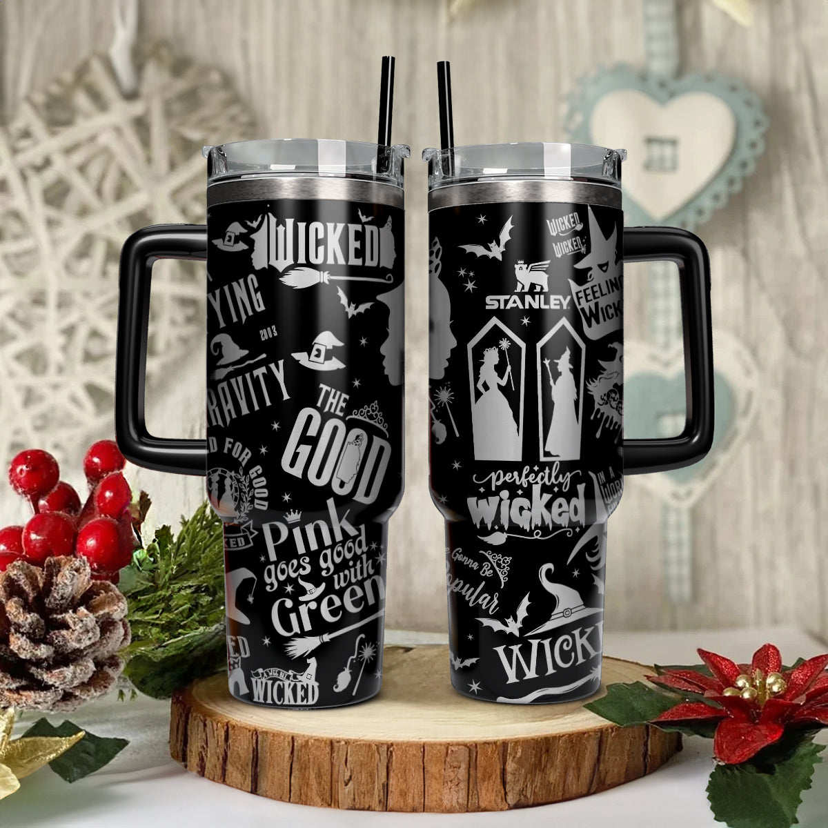 Wicked Movies Custom Stanley Quencher 40oz Stainless Steel Tumbler With Handle