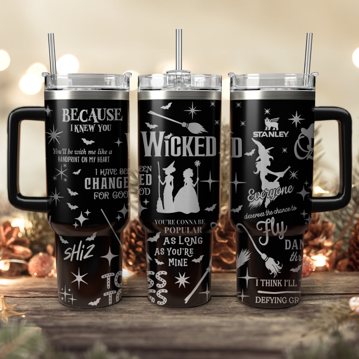 Wicked Movies Custom Stanley Quencher 40oz Stainless Steel Tumbler With Handle