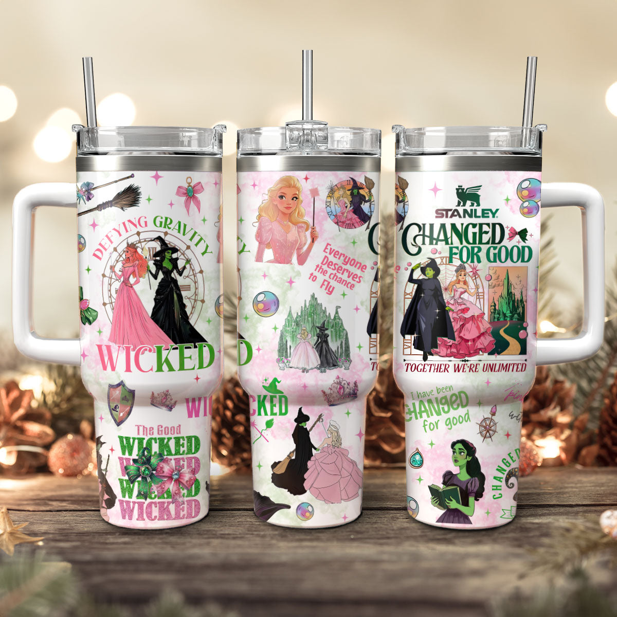 Wicked Movies Custom Stanley Quencher 40oz Stainless Steel Tumbler With Handle