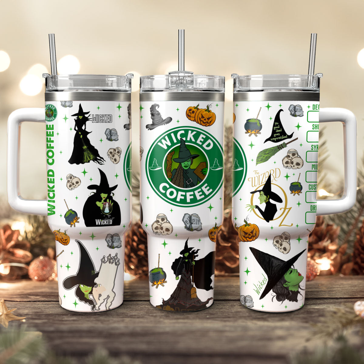 Wicked Movies Custom Stanley Quencher 40oz Stainless Steel Tumbler With Handle