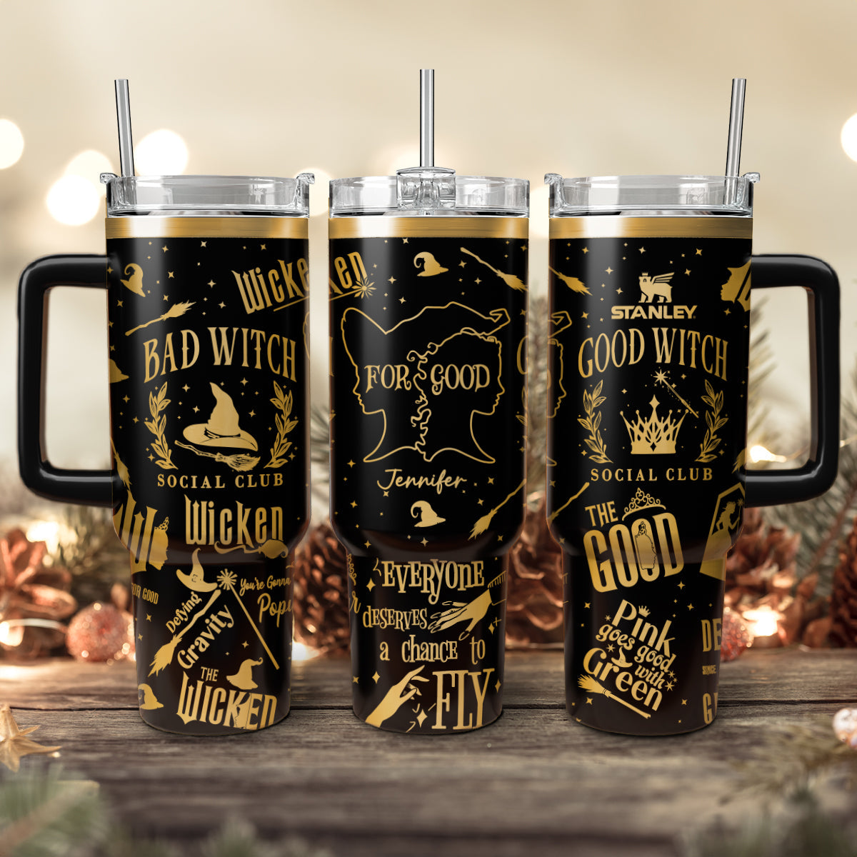 Wicked Movies Custom Stanley Quencher 40oz Stainless Steel Tumbler With Handle