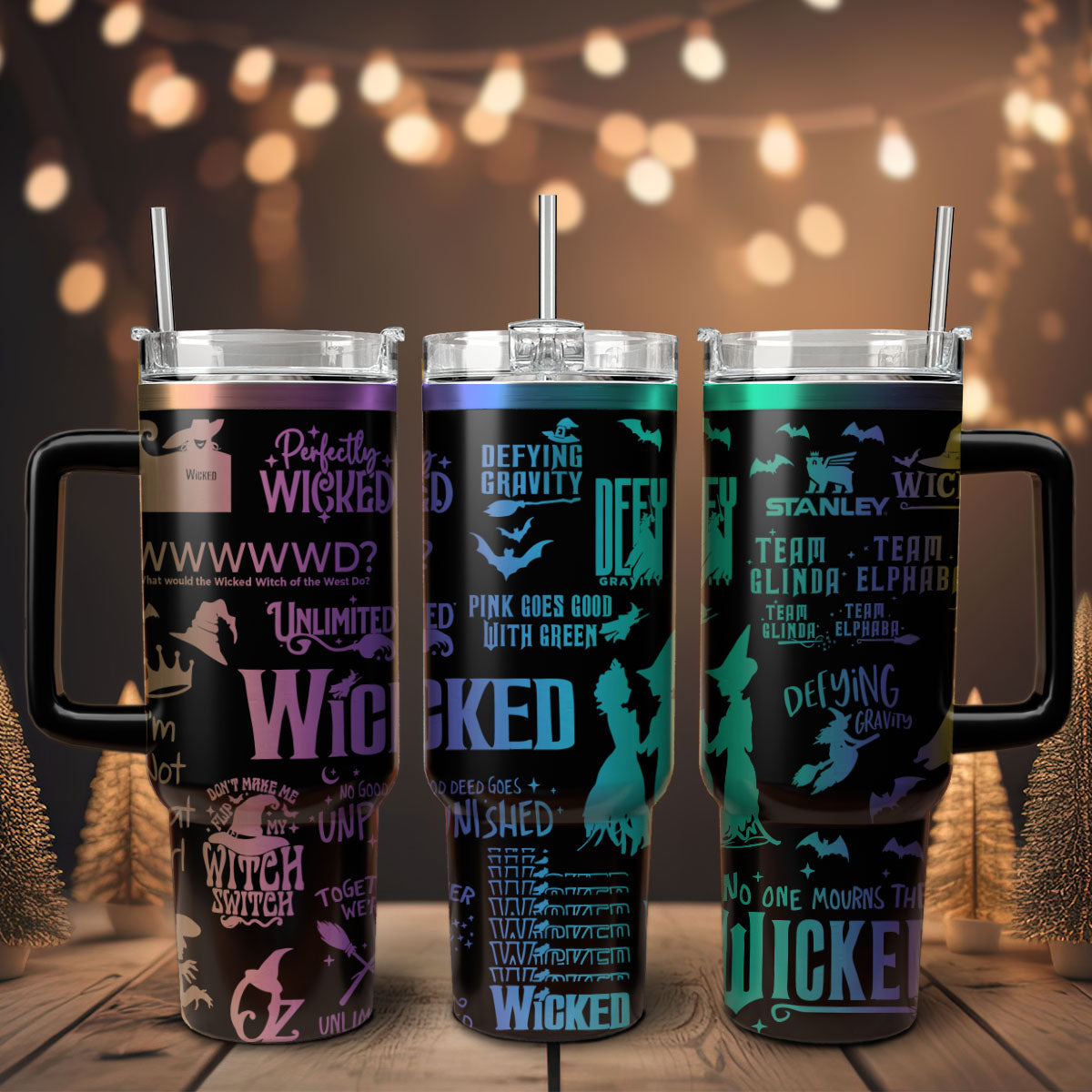 Wicked Movies Custom Stanley Quencher 40oz Stainless Steel Tumbler With Handle