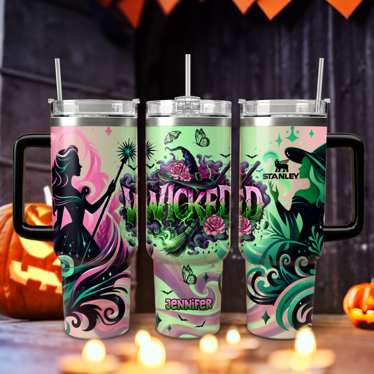 Wicked Movies Custom Stanley Quencher 40oz Stainless Steel Tumbler With Handle