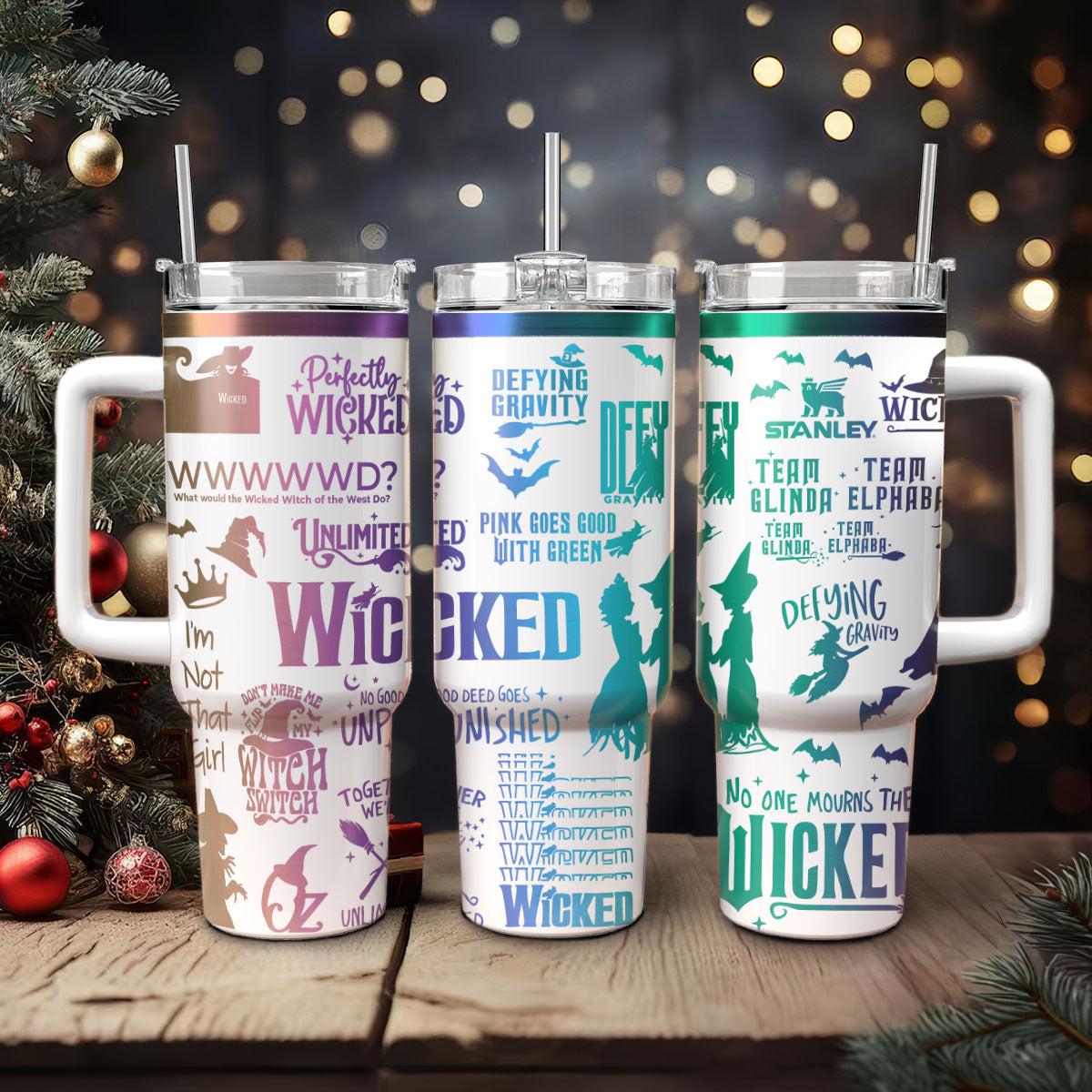Wicked Movies Custom Stanley Quencher 40oz Stainless Steel Tumbler With Handle