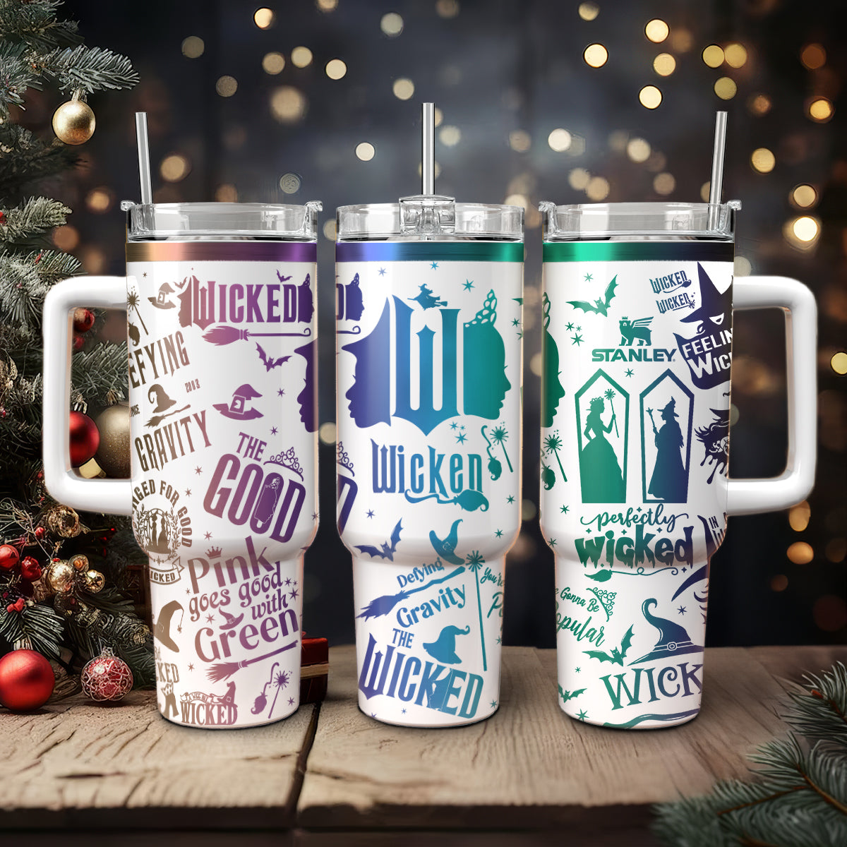 Wicked Movies Custom Stanley Quencher 40oz Stainless Steel Tumbler With Handle