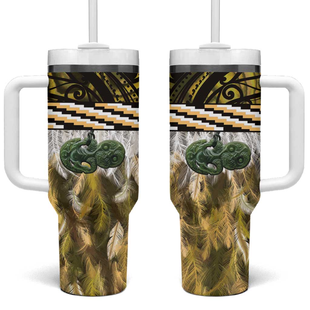 Yellow Traditional Cloak Aotearoa Custom Stanley Quencher 40oz Stainless Steel Tumbler With Handle