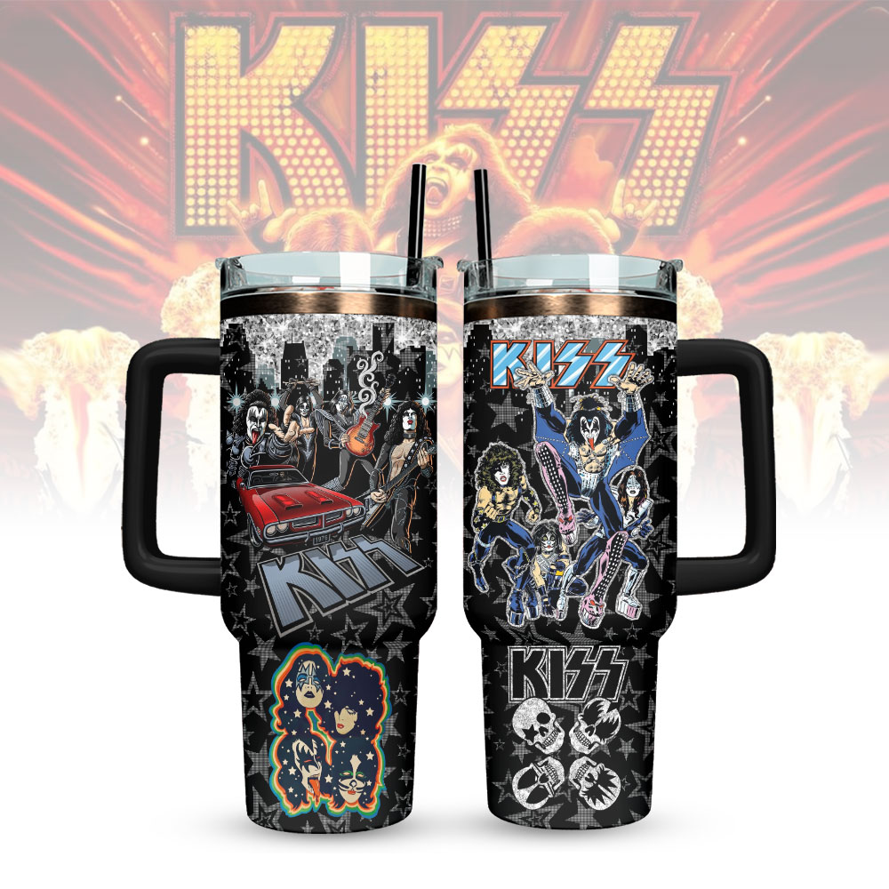 Kiss Band Music Custom Stanley Quencher 40oz Stainless Steel Tumbler With Handle
