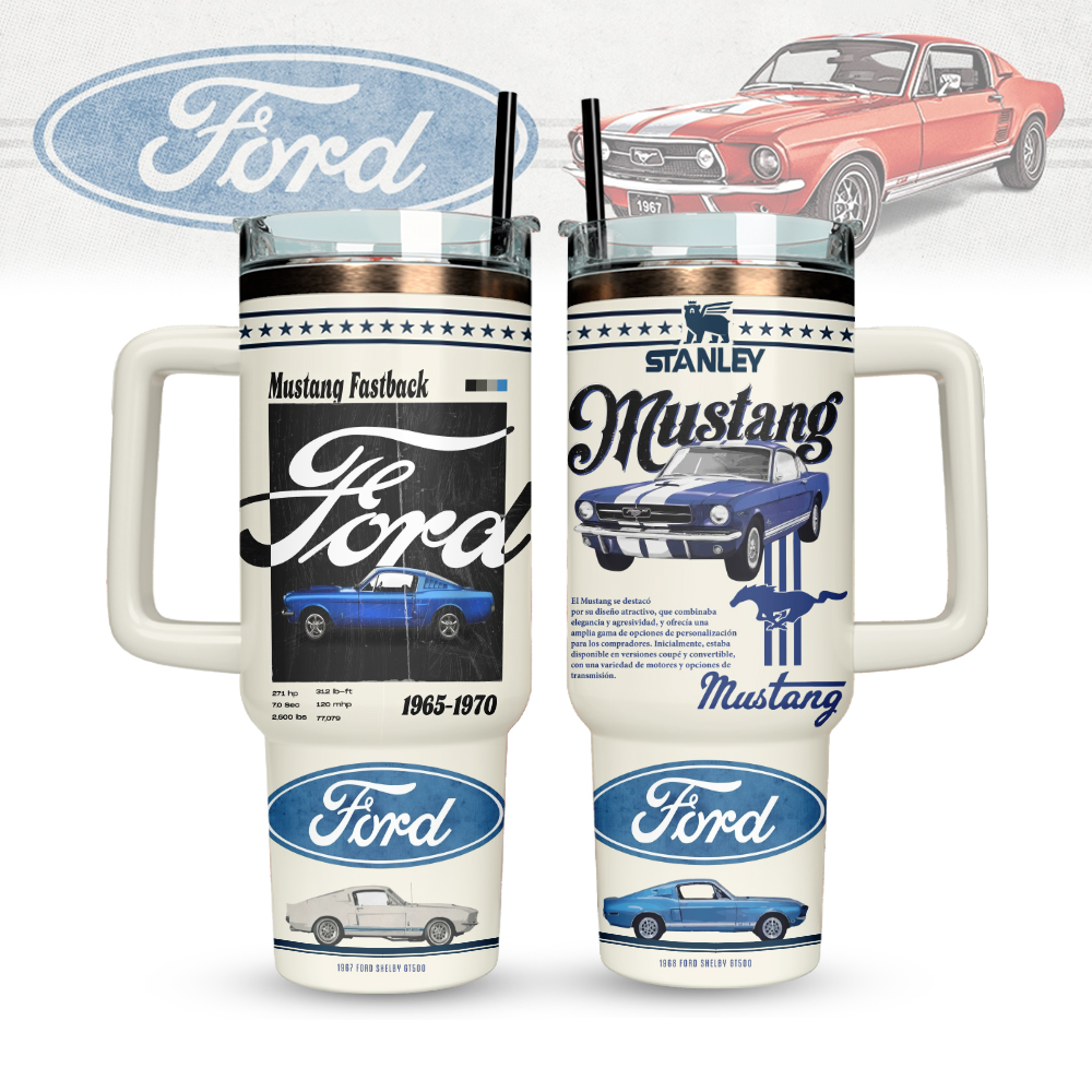 Ford Mustang Custom Stanley Quencher 40oz Stainless Steel Tumbler With Handle