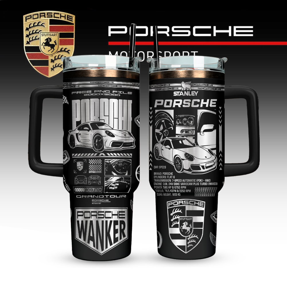 Porsche Custom Stanley Quencher 40oz Stainless Steel Tumbler With Handle