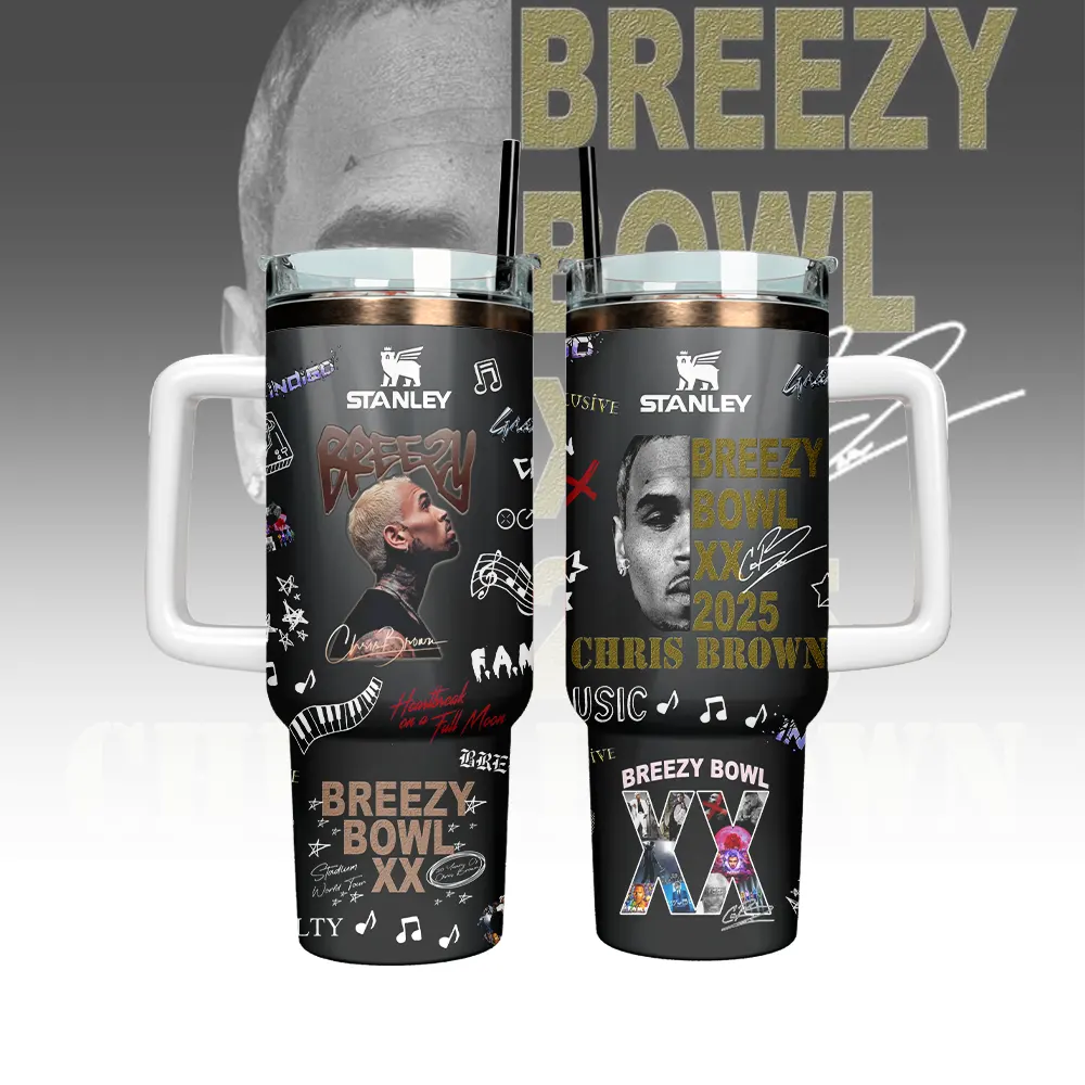 Chris Brown Tour 2025 Music Custom Stanley Cup 40 oz 30 oz Tumbler With Handle