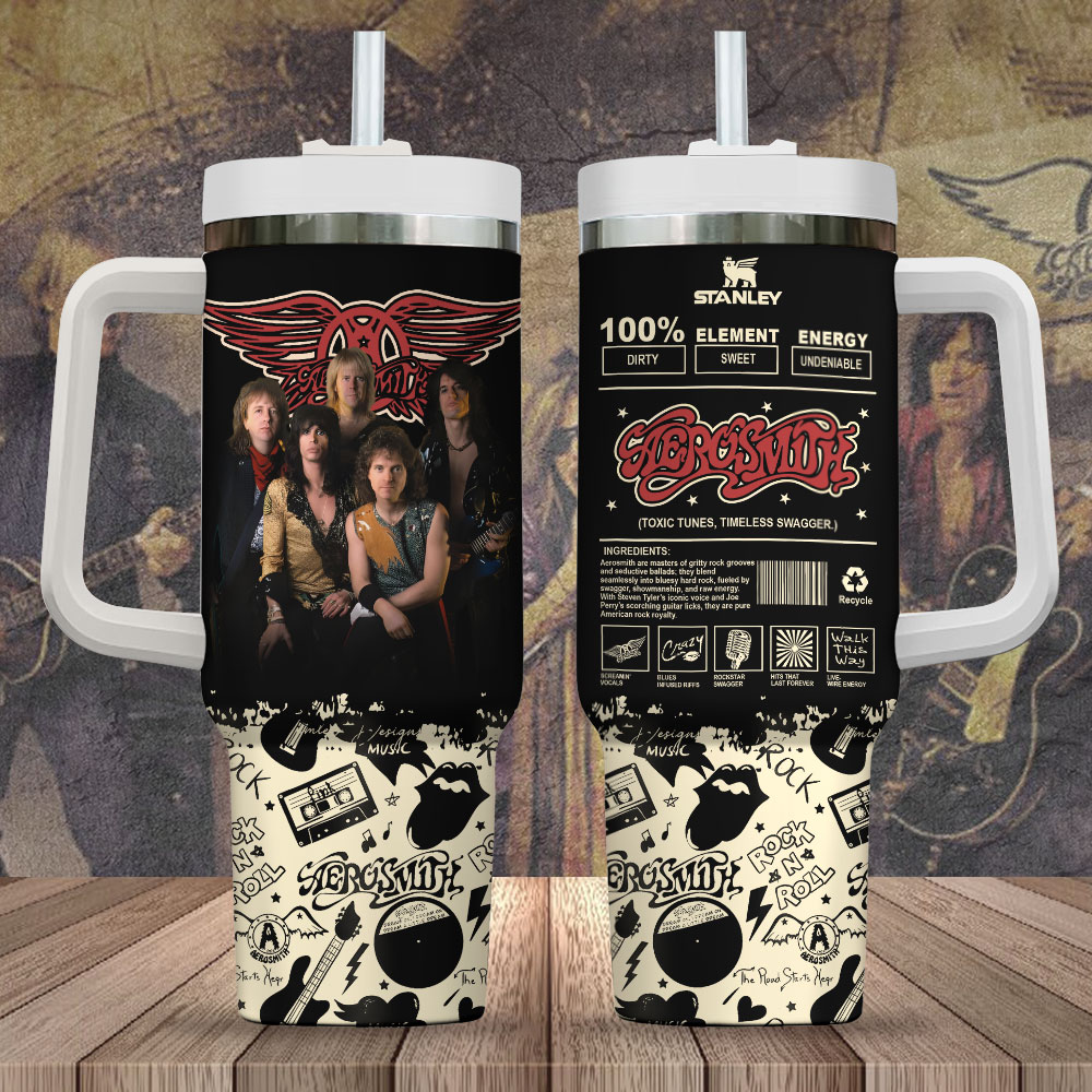 Aerosmith Music Custom Stanley Cup 40 oz 30 oz Tumbler With Handle