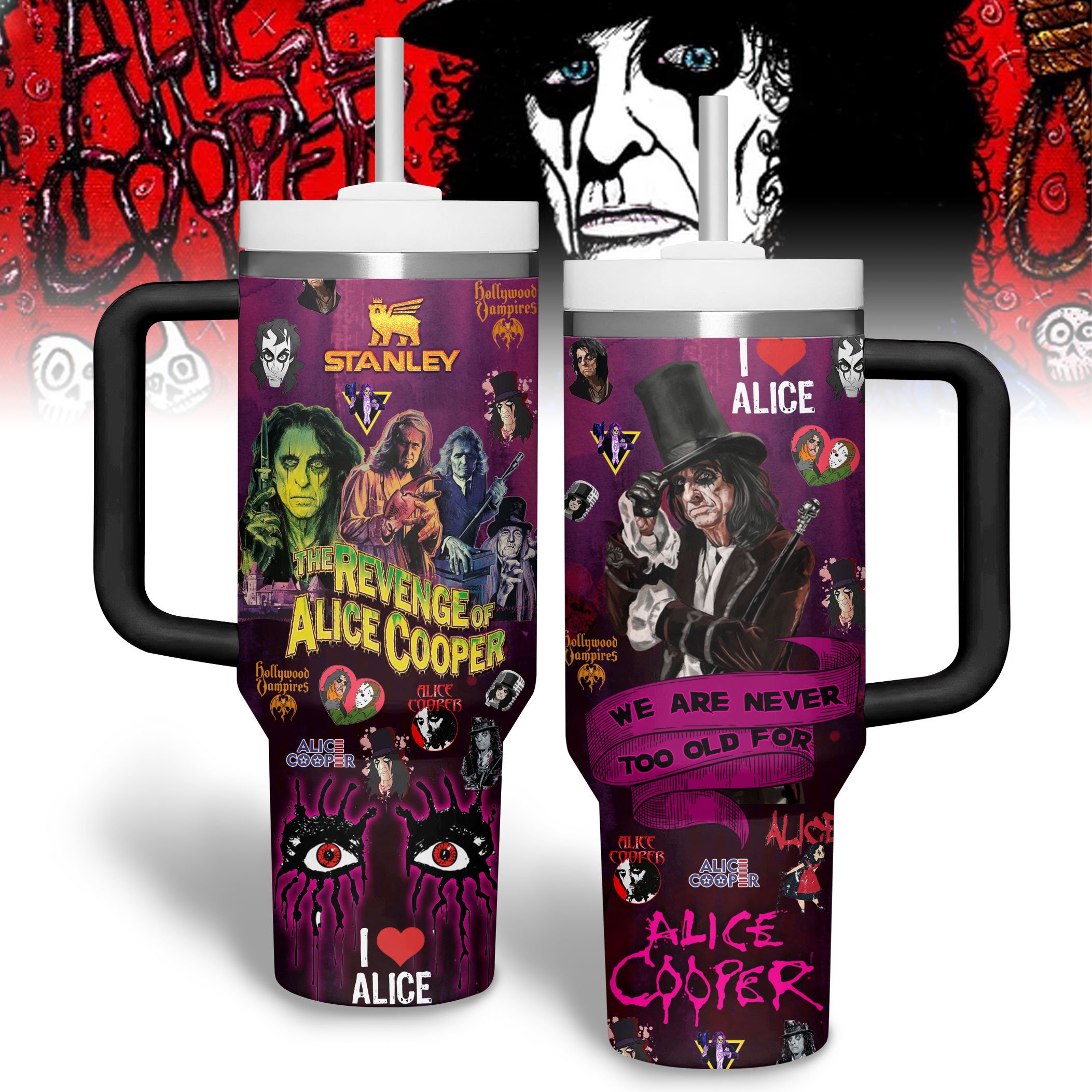 Alice Cooper Music Custom Stanley Cup 40 oz 30 oz Tumbler With Handle