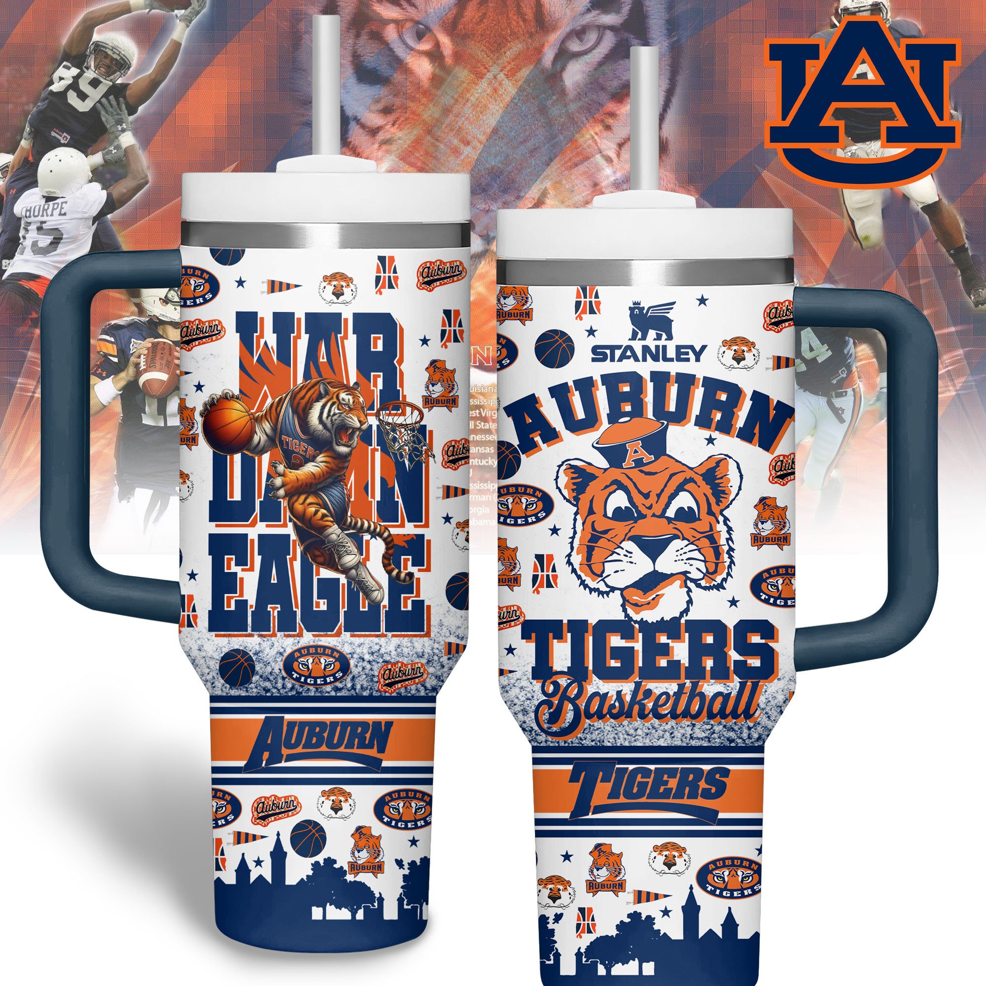 Auburn Tigers NCAA Custom Stanley Cup 40 oz 30 oz Tumbler With Handle