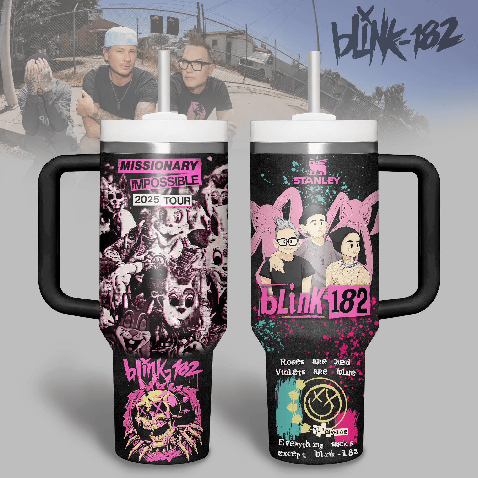 Blink-182 Music Custom Stanley Cup 40 oz 30 oz Tumbler With Handle
