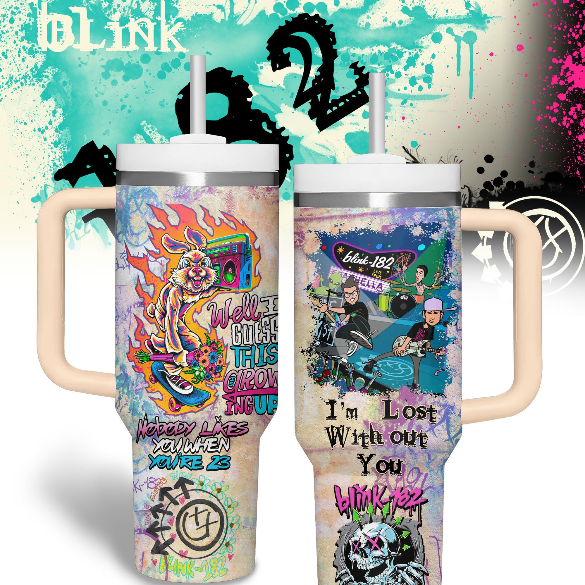 Blink-182 Music Custom Stanley Cup 40 oz 30 oz Tumbler With Handle