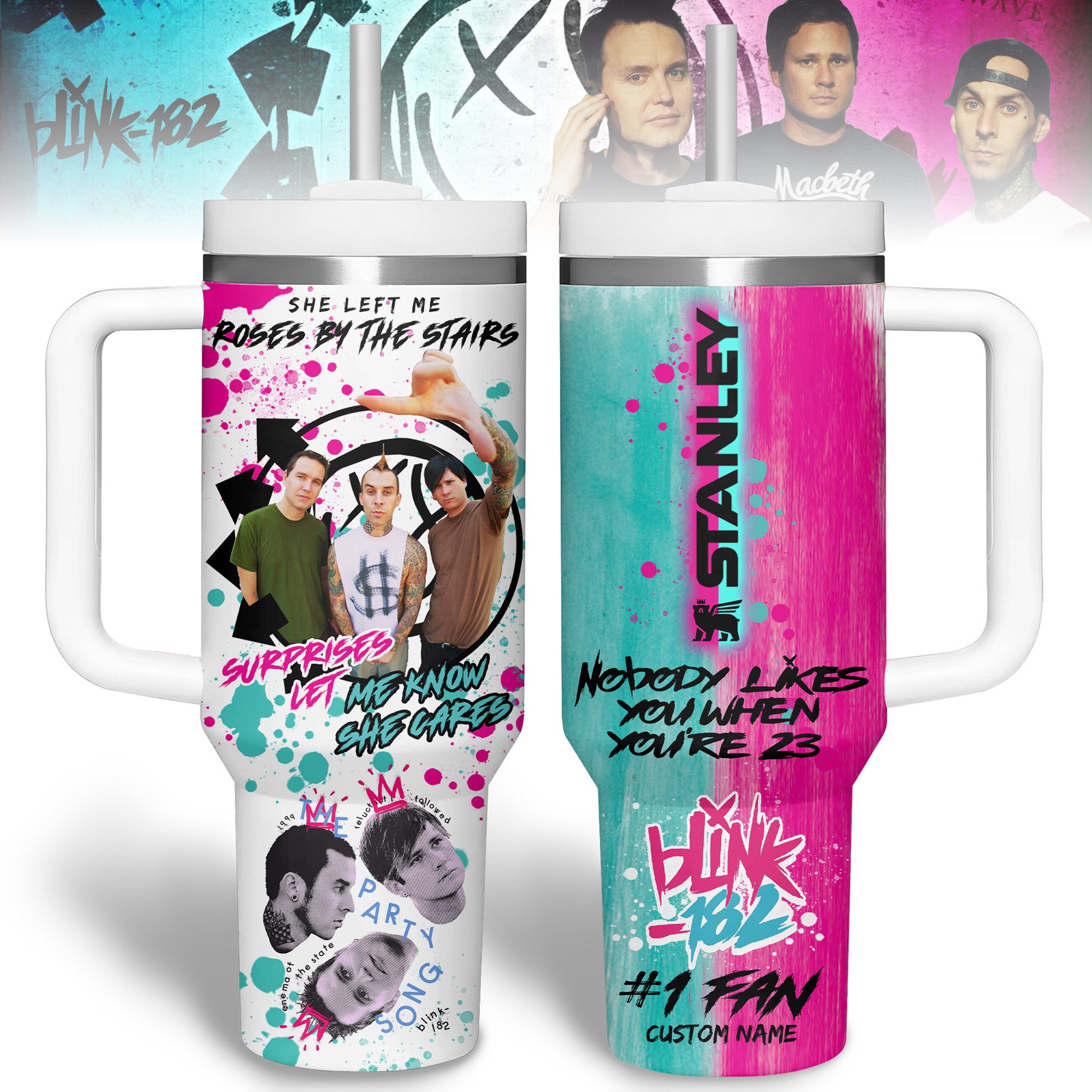Blink-182 Music Custom Stanley Cup 40 oz 30 oz Tumbler With Handle