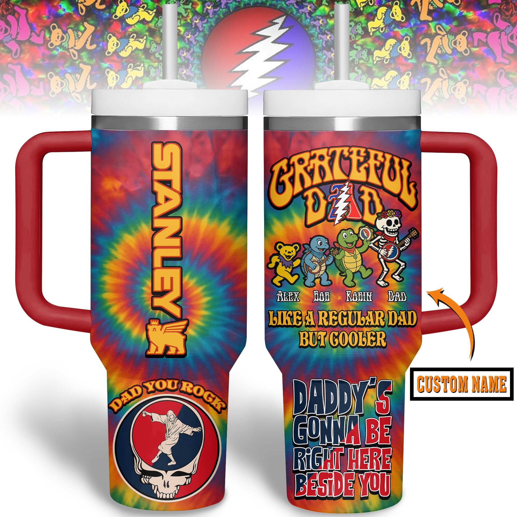 Bluey Cartoon Custom Stanley Quencher 40oz Stainless Steel Tumbler With Handle