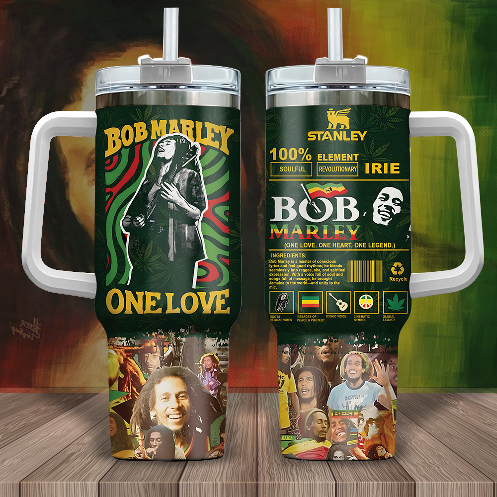 Bob Marley Music Custom Stanley Cup 40 oz 30 oz Tumbler With Handle