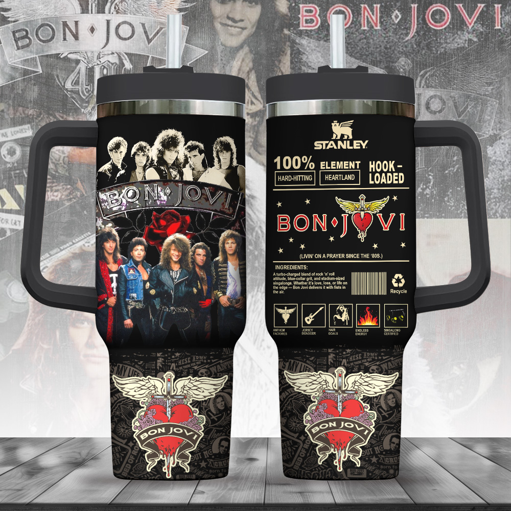 Bon Jovi Music Custom Stanley Cup 40 oz 30 oz Tumbler With Handle