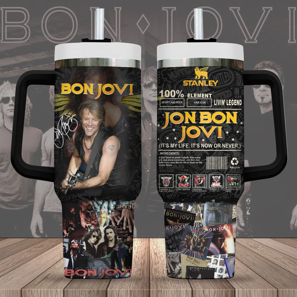 Bon Jovi Music Custom Stanley Cup 40 oz 30 oz Tumbler With Handle