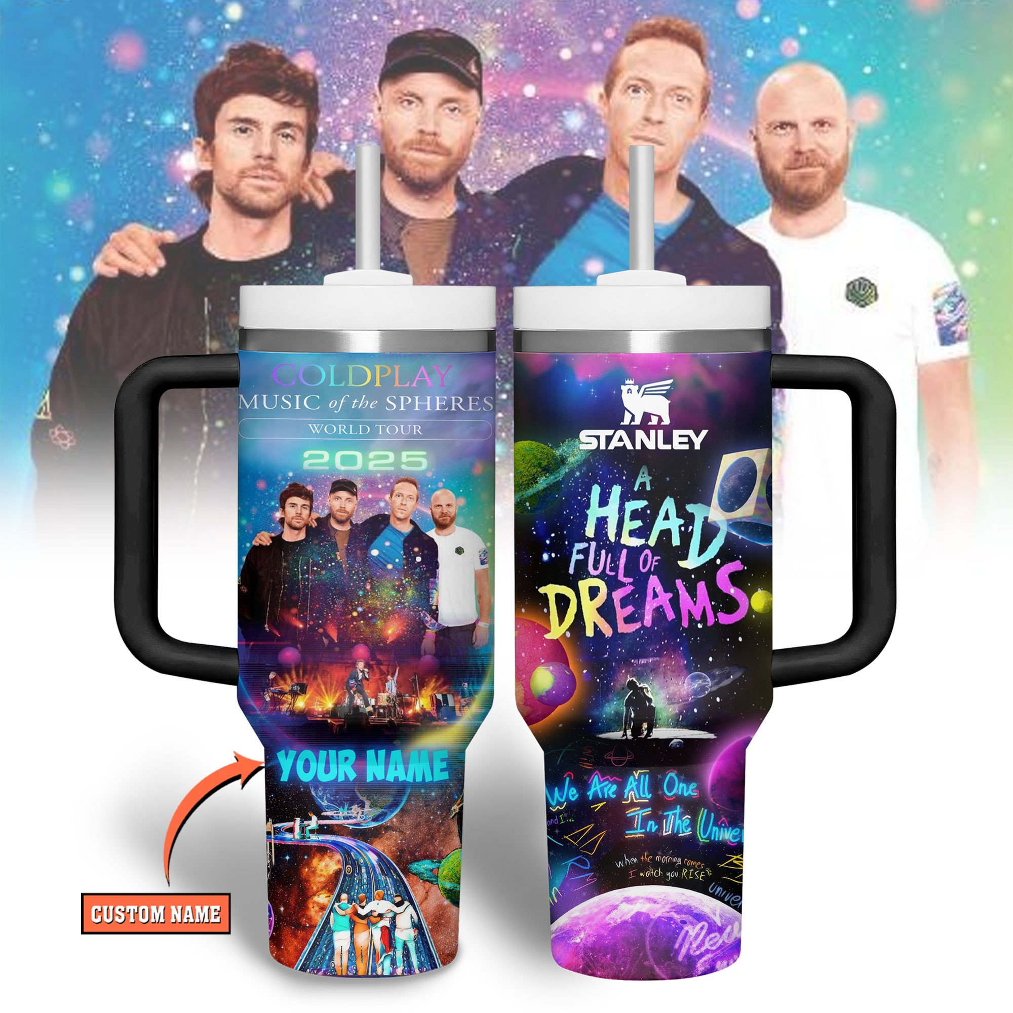 Coldplay Music Custom Stanley Cup 40 oz 30 oz Tumbler With Handle