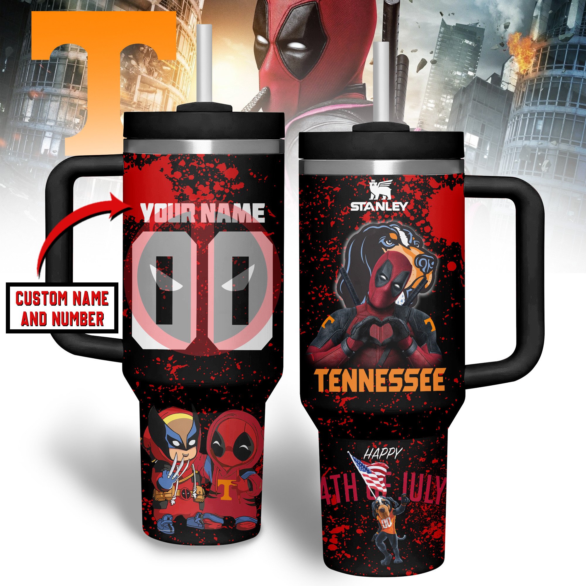 Deadpool Wolverine Movies Custom Stanley Cup 40 oz 30 oz Tumbler With Handle