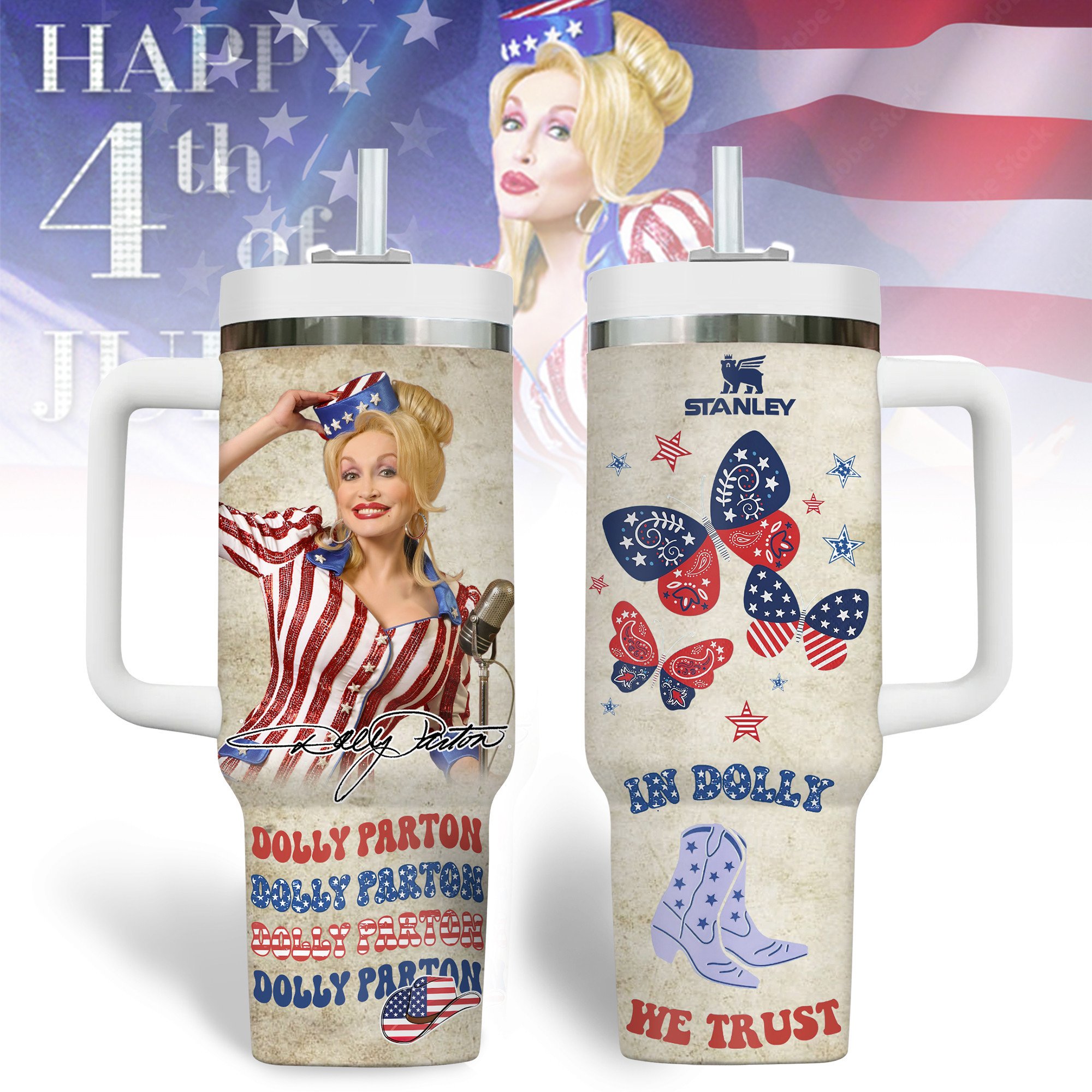 Dolly Parton Music Custom Stanley Cup 40 oz 30 oz Tumbler With Handle