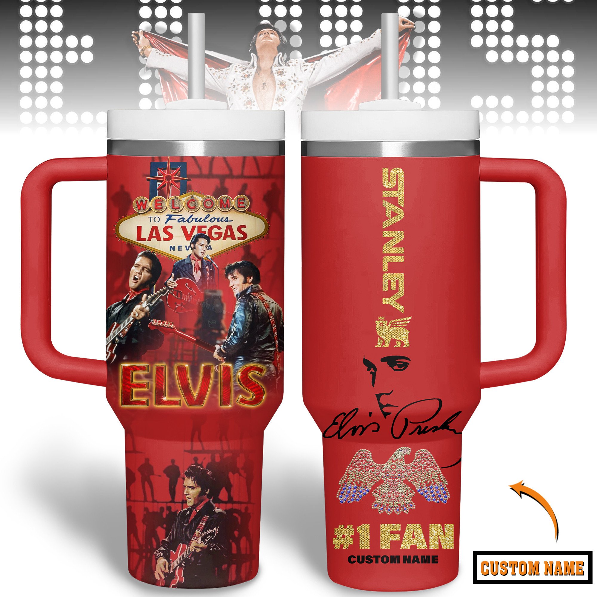 Elvis Presley Music Custom Stanley Cup 40 oz 30 oz Tumbler With Handle