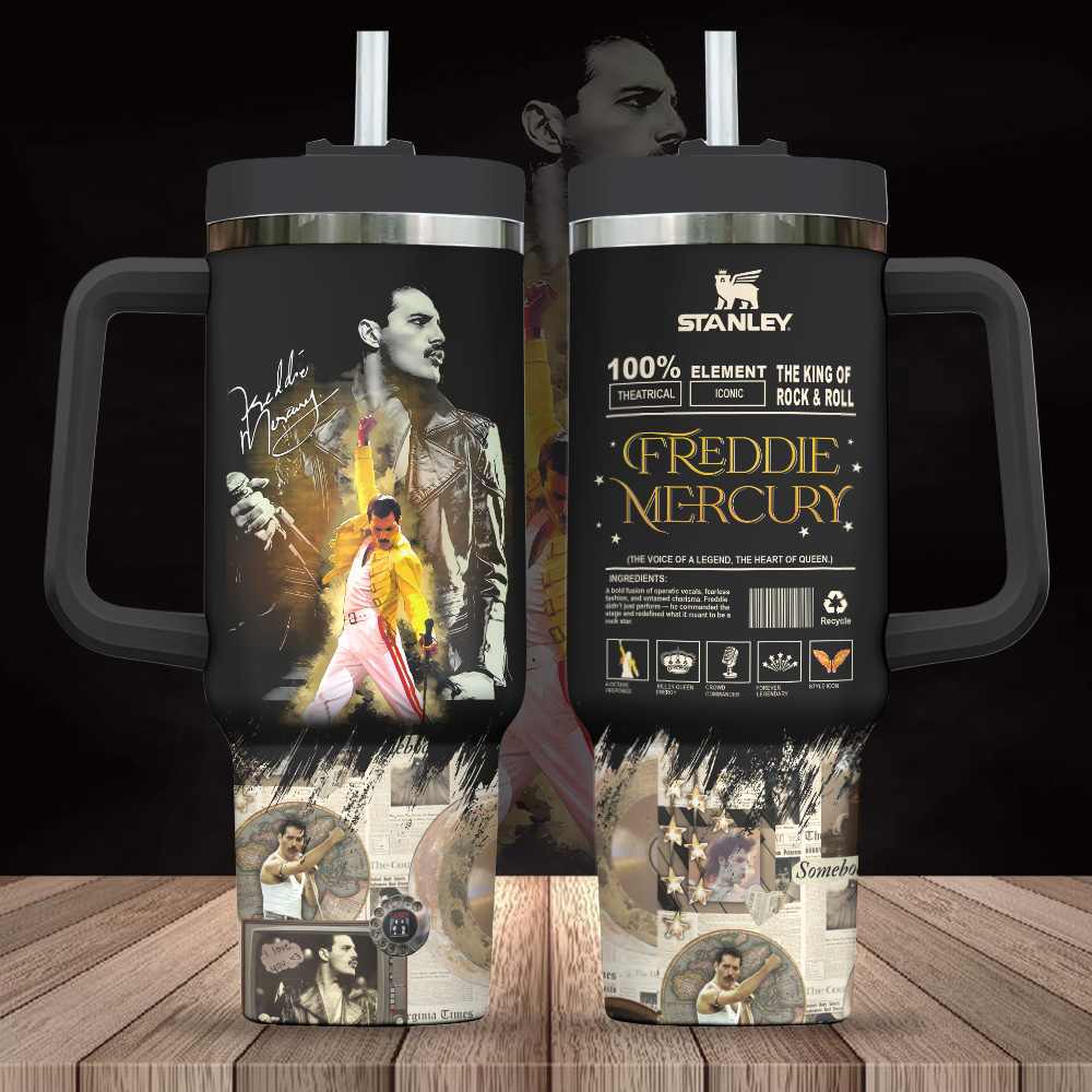 Freddie Mercury Music Custom Stanley Cup 40 oz 30 oz Tumbler With Handle