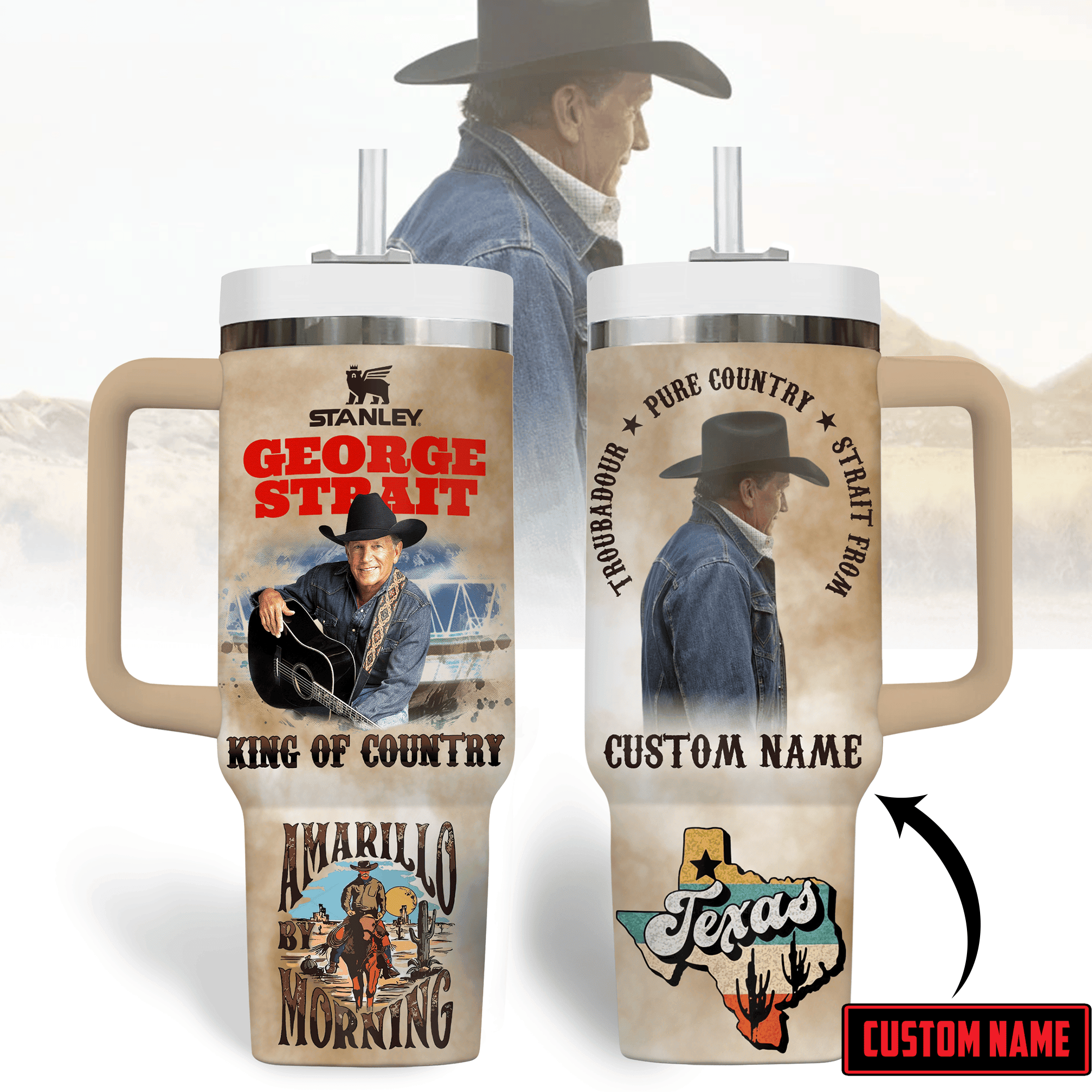George Strait Music Custom Stanley Cup 40 oz 30 oz Tumbler With Handle