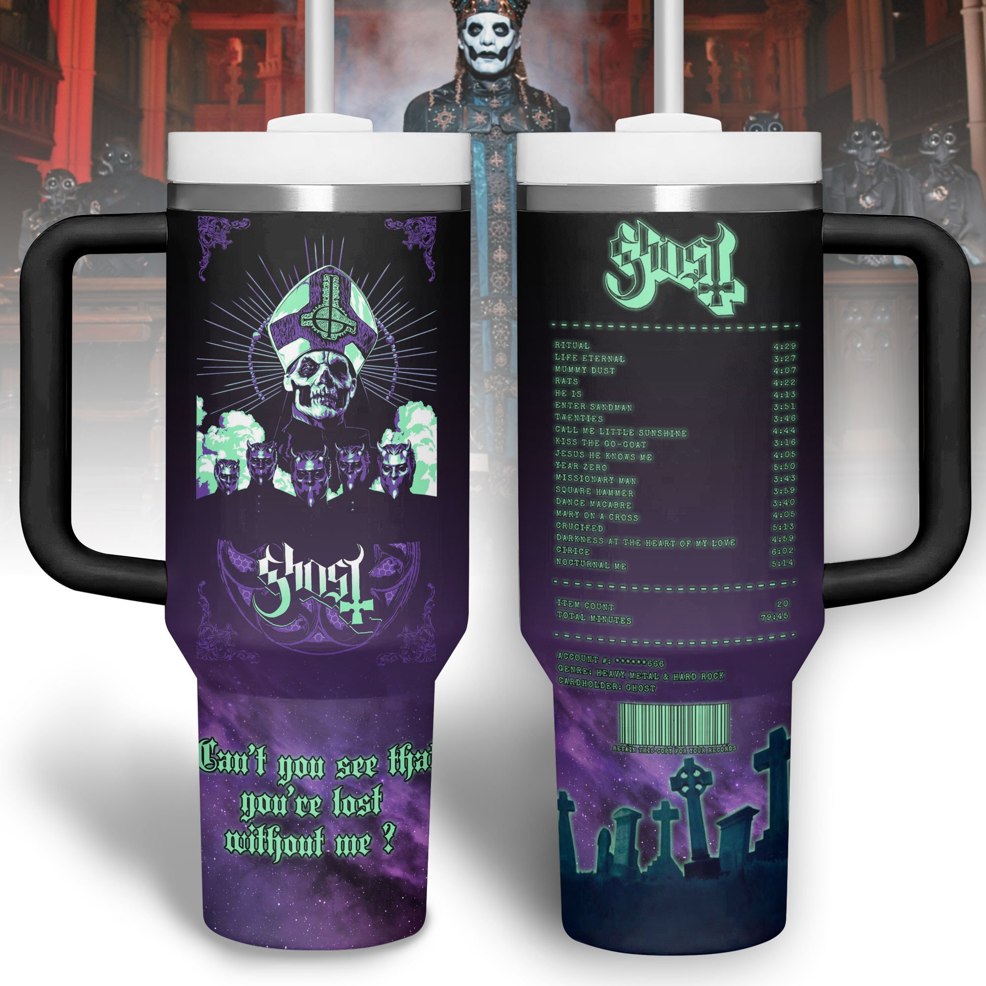 Ghost Band Music Custom Stanley Cup 40 oz 30 oz Tumbler With Handle