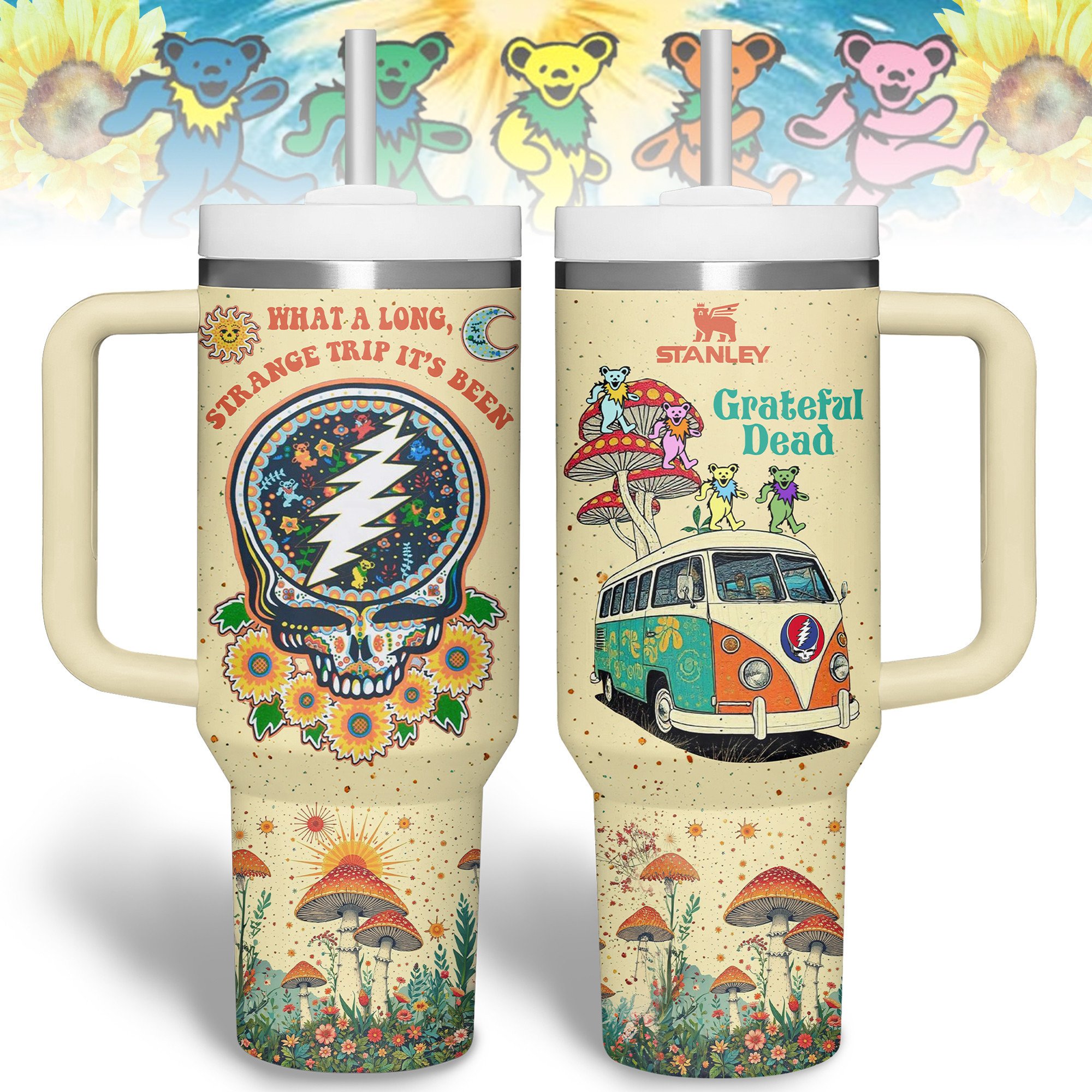 Grateful Dead Music Custom Stanley Cup 40 oz 30 oz Tumbler With Handle