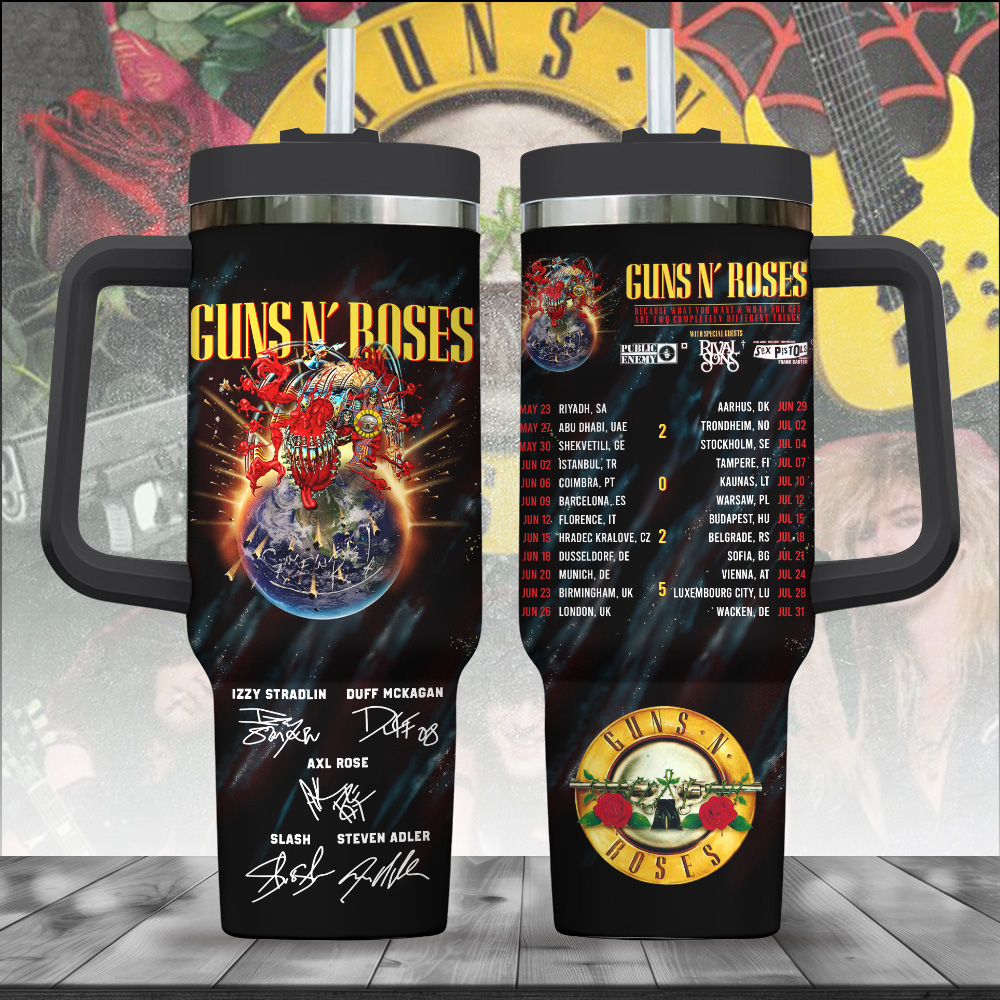 Guns N' Roses Music Custom Stanley Cup 40 oz 30 oz Tumbler With Handle