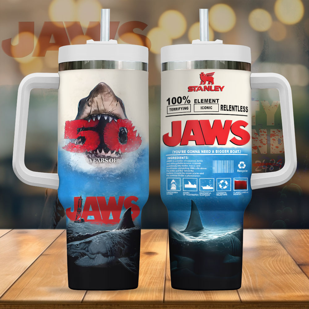 Jaws Movies Custom Stanley Cup 40 oz 30 oz Tumbler With Handle