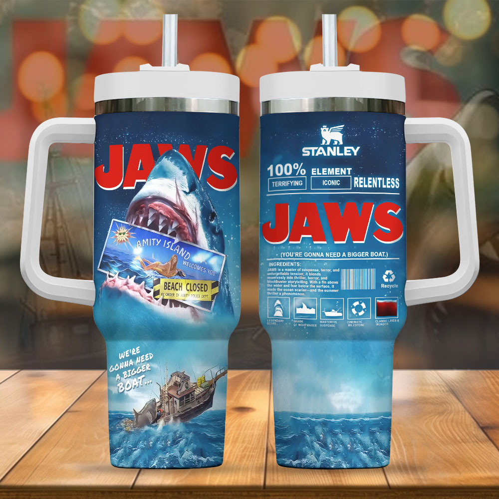 Jaws Movies Custom Stanley Cup 40 oz 30 oz Tumbler With Handle