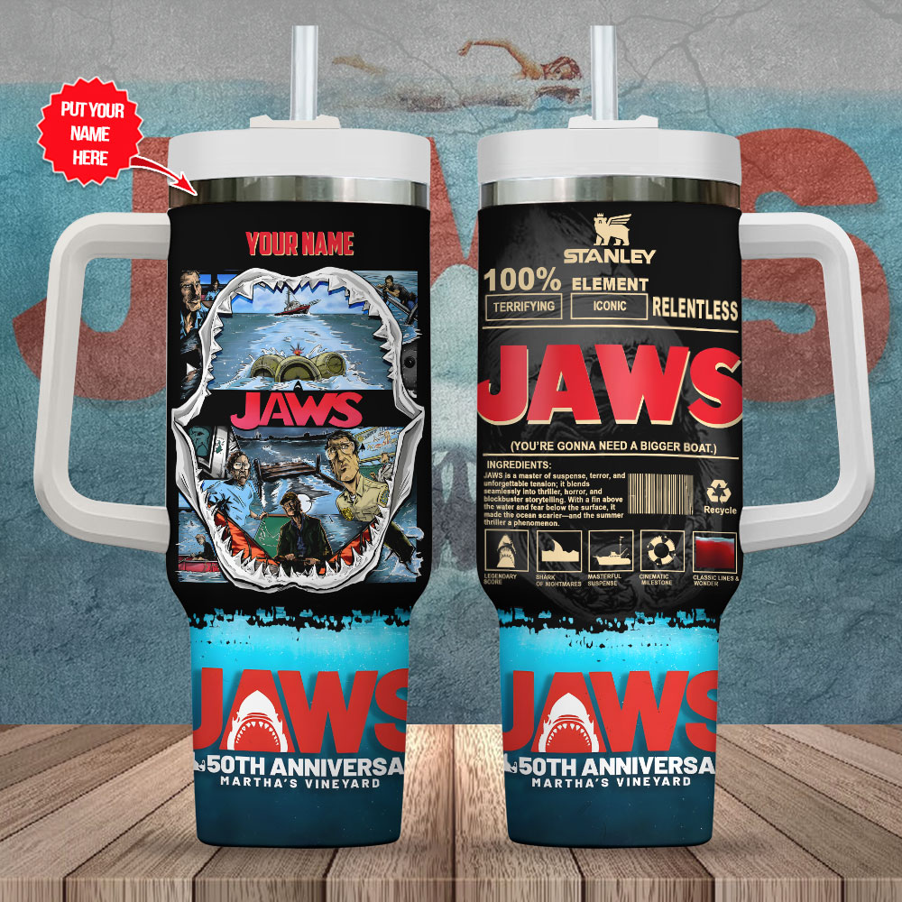 Jaws Movies Custom Stanley Cup 40 oz 30 oz Tumbler With Handle