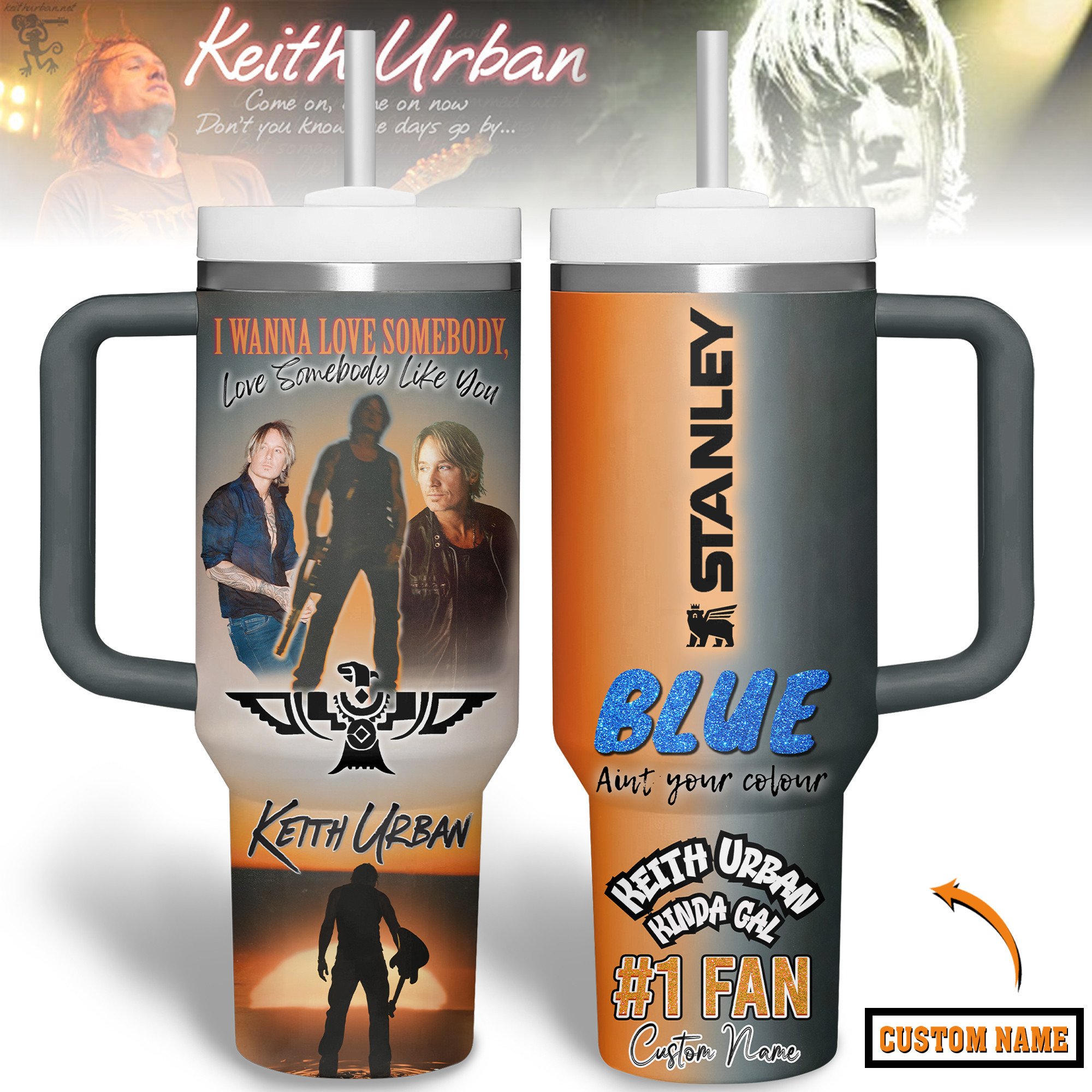 Keith Urban Music Custom Stanley Cup 40 oz 30 oz Tumbler With Handle