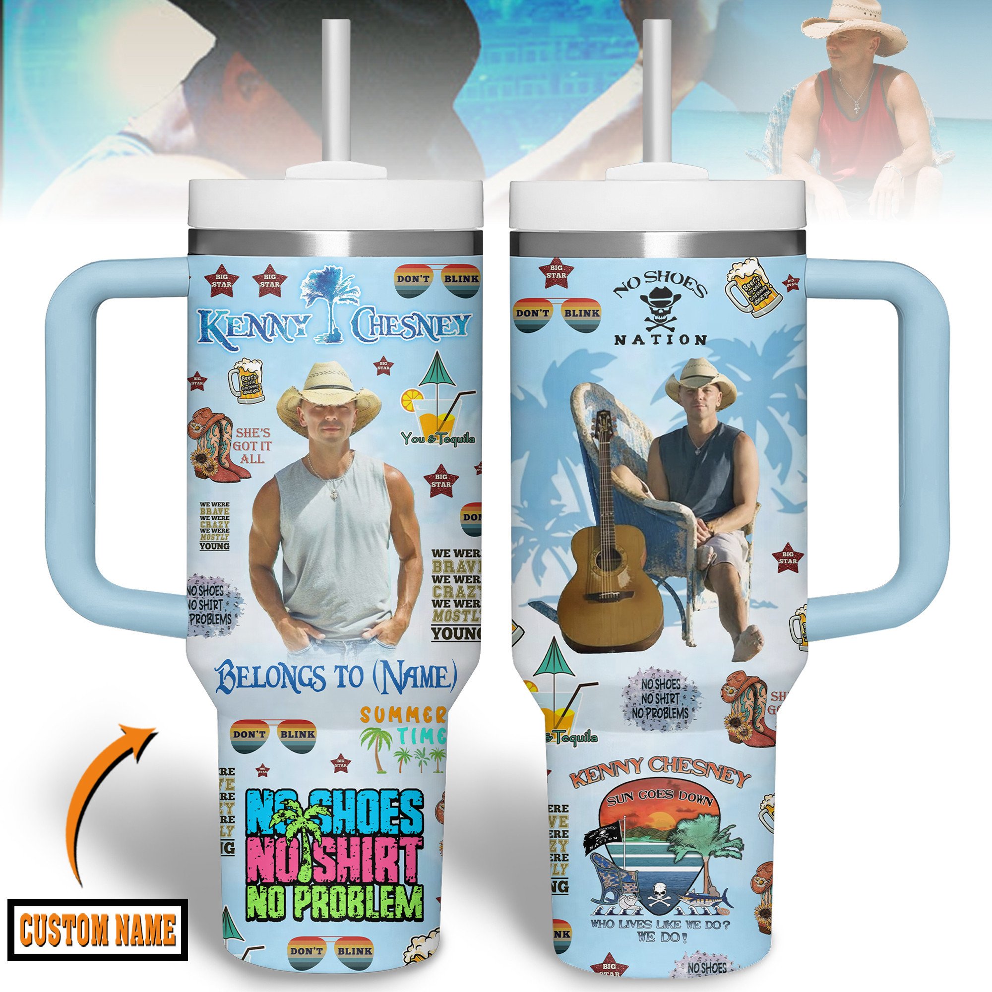 Kenny Chesney Music Custom Stanley Cup 40 oz 30 oz Tumbler With Handle