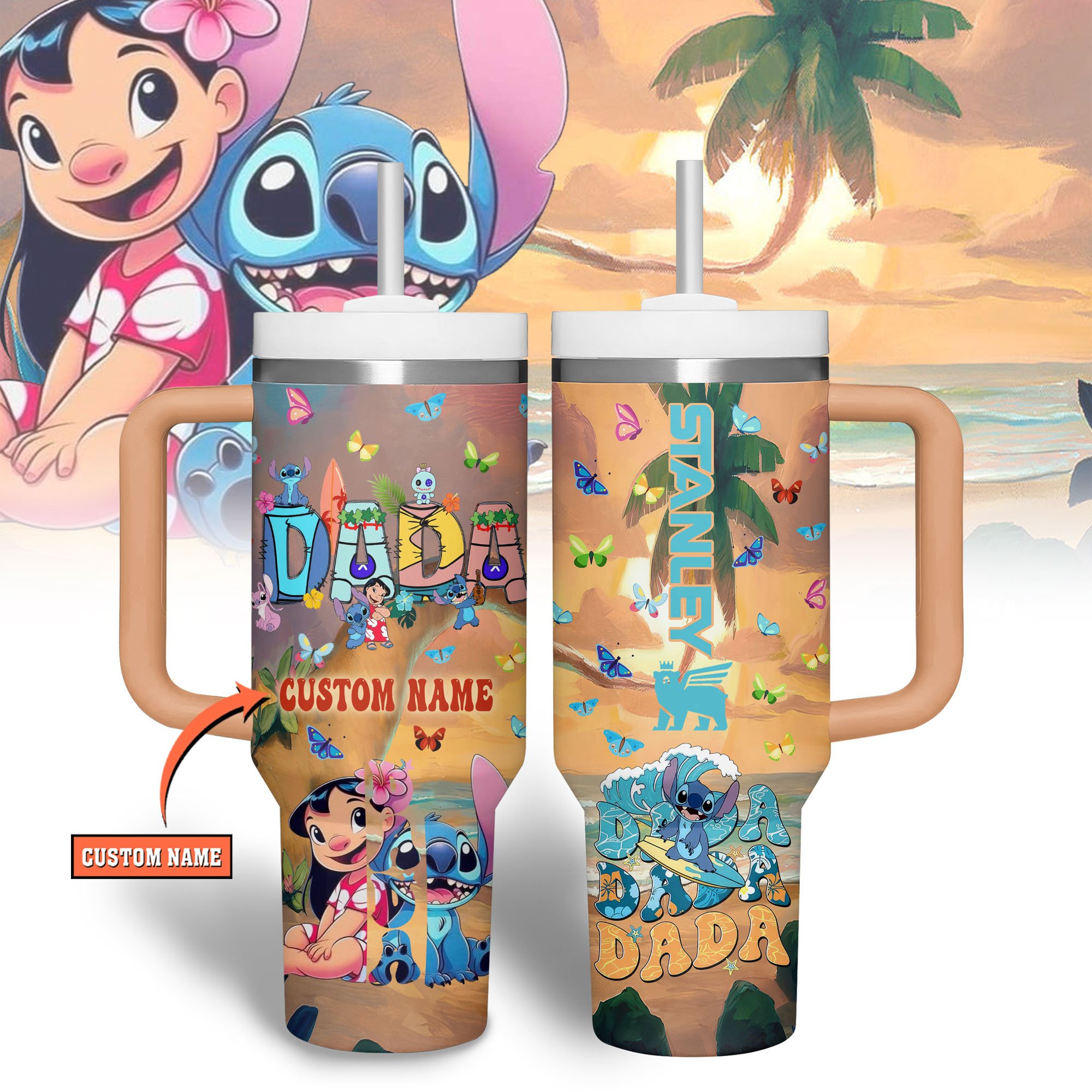 Lilo And Stitch Cartoon Custom Stanley Cup 40 oz 30 oz Tumbler With Handle