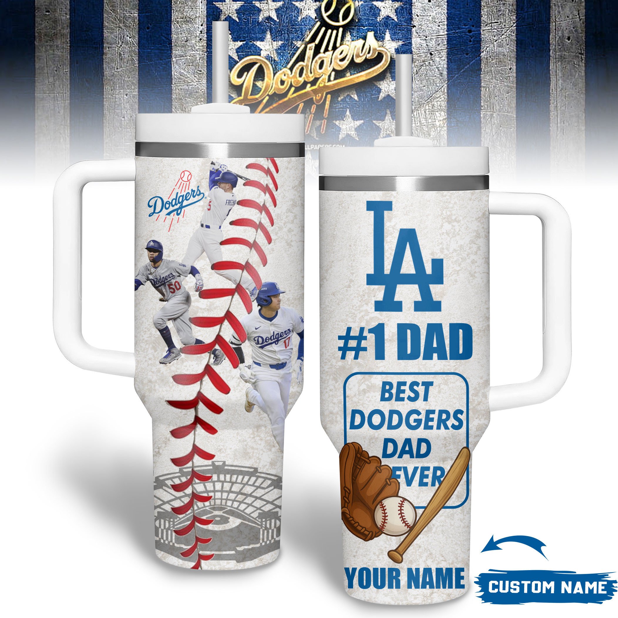 Los Angeles Dodgers MLB Custom Stanley Cup 40 oz 30 oz Tumbler With Handle