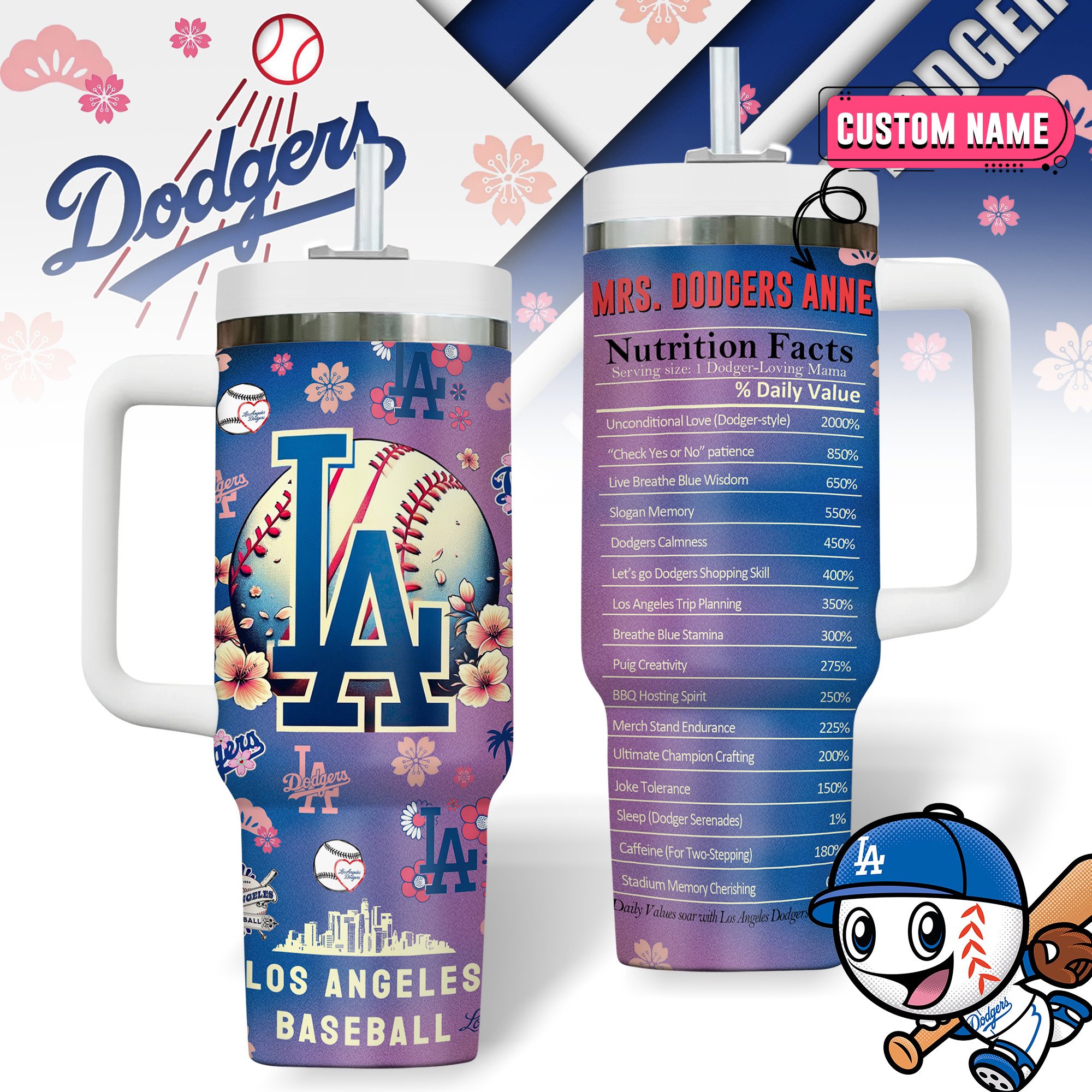 Los Angeles Dodgers MLB Custom Stanley Cup 40 oz 30 oz Tumbler With Handle