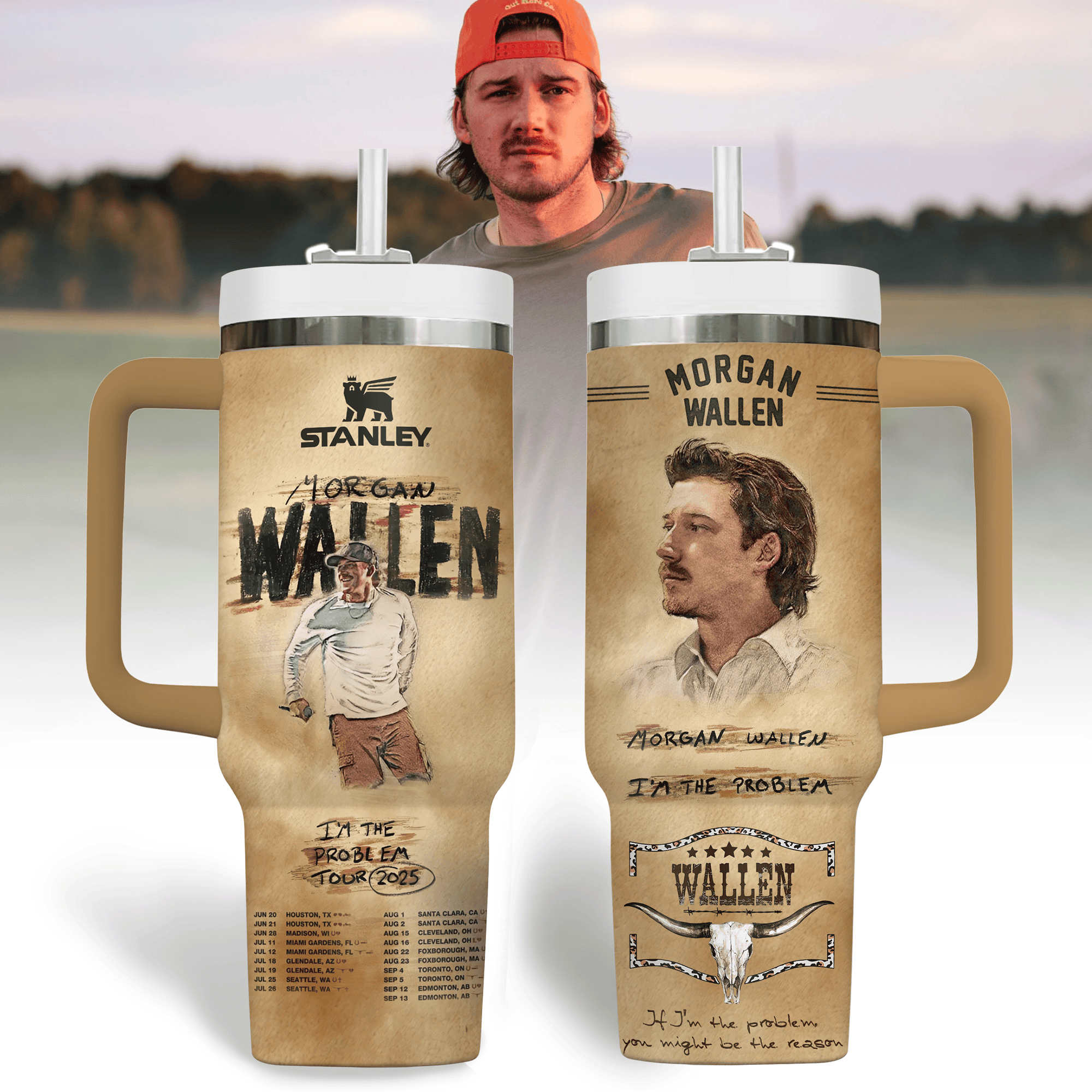 Morgan Wallen Music Custom Stanley Cup 40 oz 30 oz Tumbler With Handle