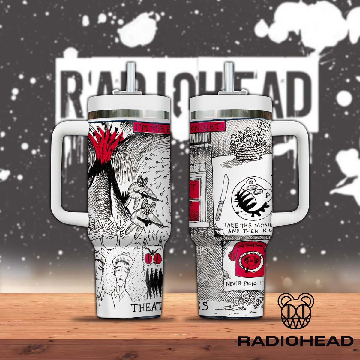 Radiohead Music Custom Stanley Cup 40 oz 30 oz Tumbler With Handle